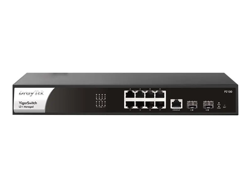 DrayTek Switch 330 mm VigorSwitch P-2100 2x SFP+/ 8x Gigabit-Ethernet/PoE+