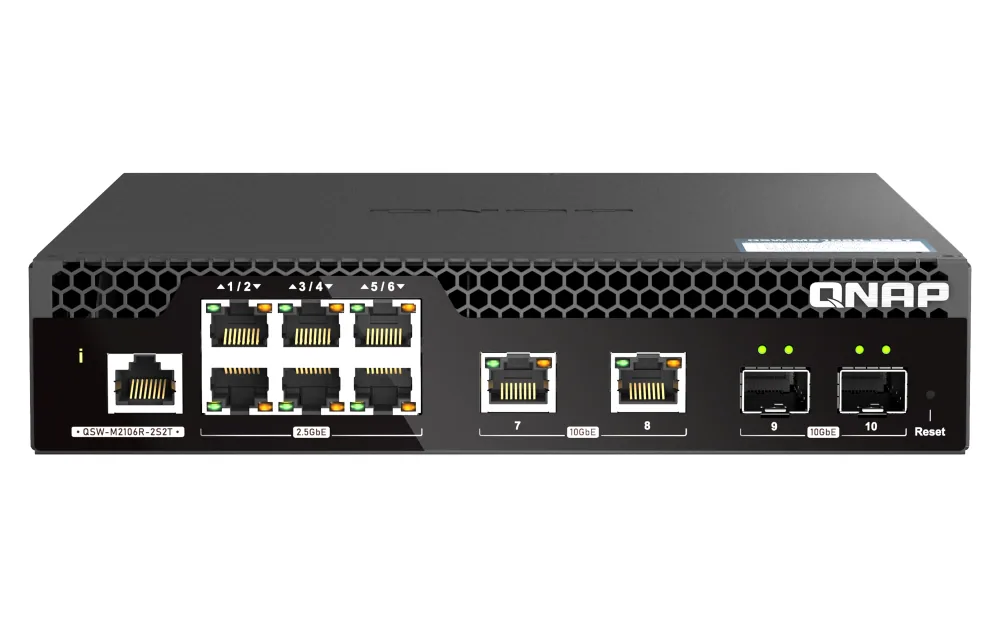 QNAP QSW-M2106R-2S2T Netzwerk-Switch Managed L2 10G Ethernet (100/1000/10000) 1U Schwarz – Bild 1