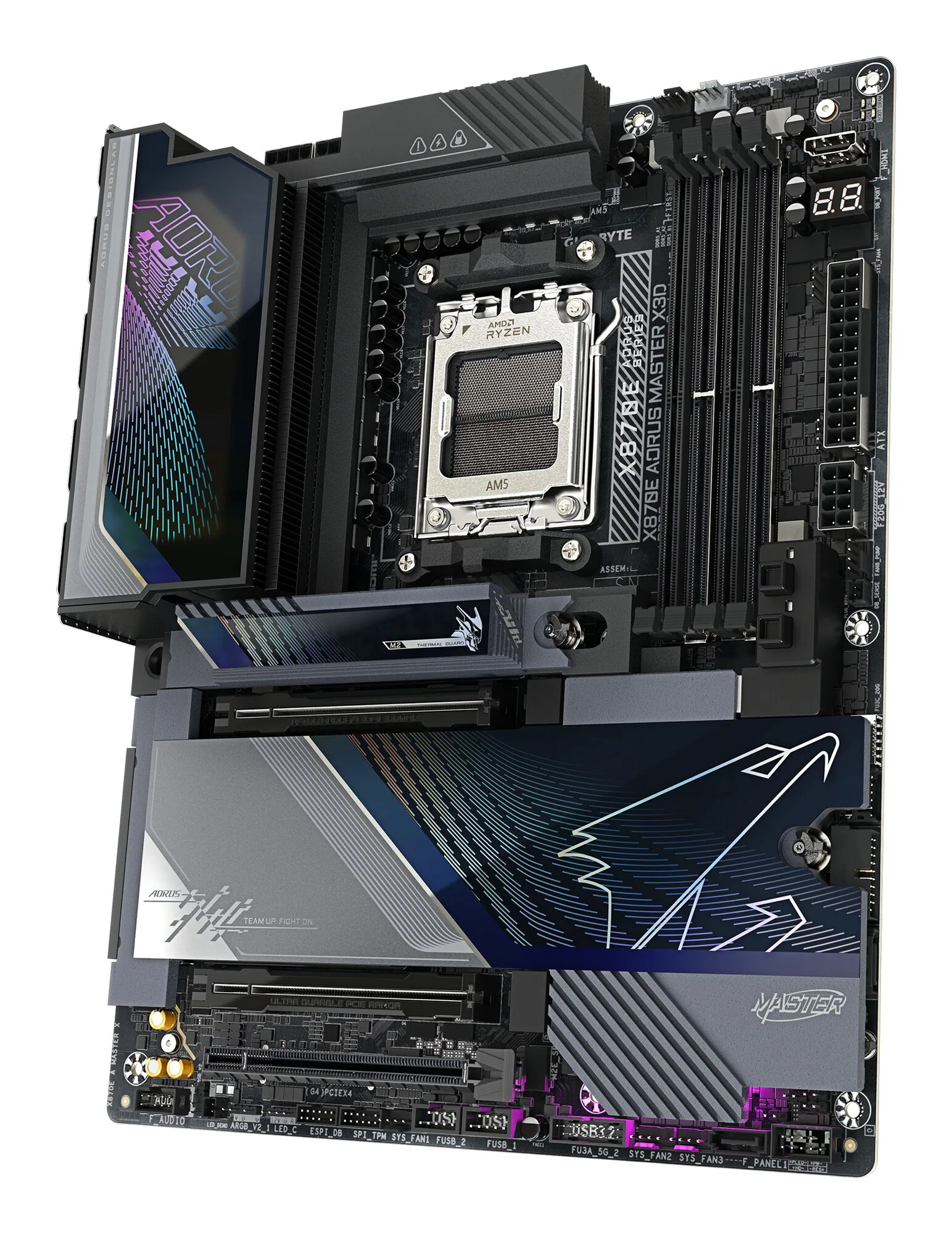 GIGABYTE X870E AORUS MASTER X3D Mainboard - Unterstützt AMD Ryzen 9000 CPUs, digitales 18+2+2-Phasen-VRM, bis zu 9000MHz DDR5 (O.C.), 2xPCIe 5.0 + 3xPCIe 4.0, Wi-Fi 7, 10GbE LAN, USB 4 – Bild 5