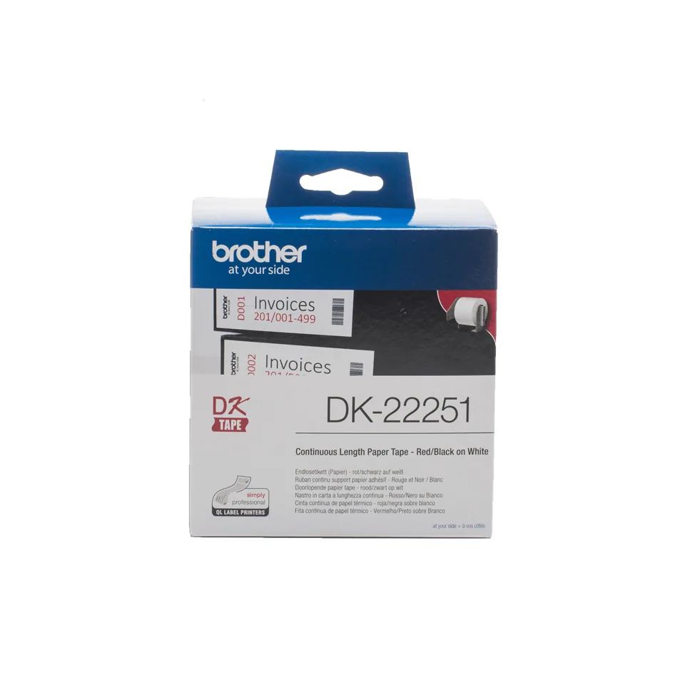 Brother DK-22251 Etiketten erstellendes Band Schwarz und rot auf weiß – Bild 1