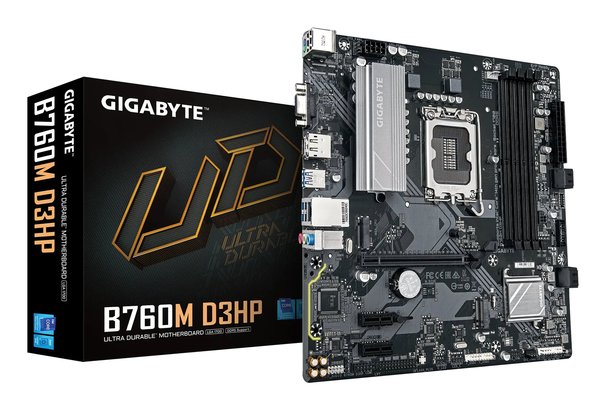 GIGABYTE B760M D3HP Mainboard - Intel Core CPUs der 14. Generation, 4+1+1 Phasen VRM, bis zu 5600 MHz DDR5, 2xPCIe 4.0 M.2, GbE LAN, USB 3.2 Gen 1 – Bild 1