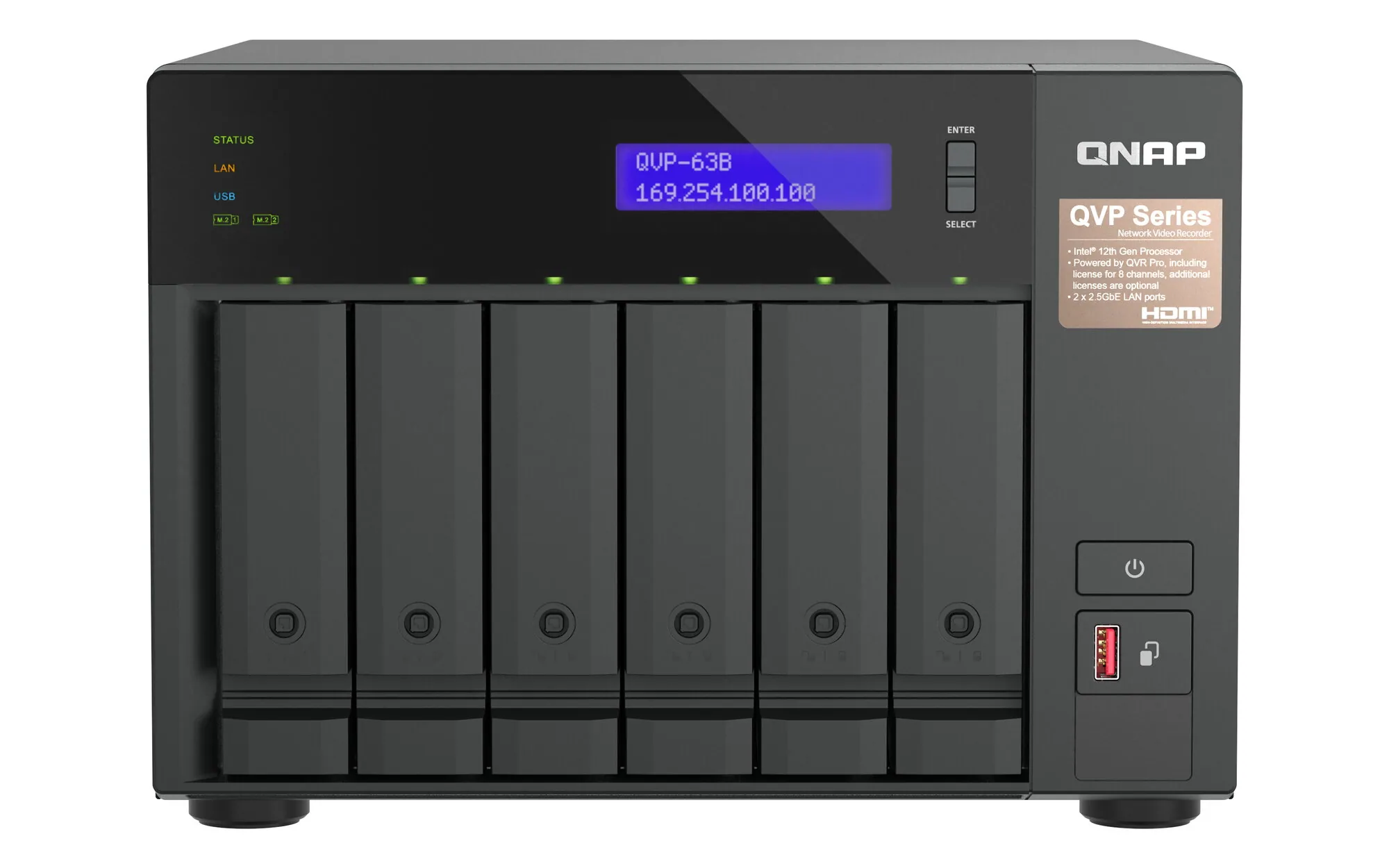 QNAP QVP-63B NAS & Speicherserver Tower Intel® Core™ i3 16 GB DDR4 0 TB Schwarz – Bild 1