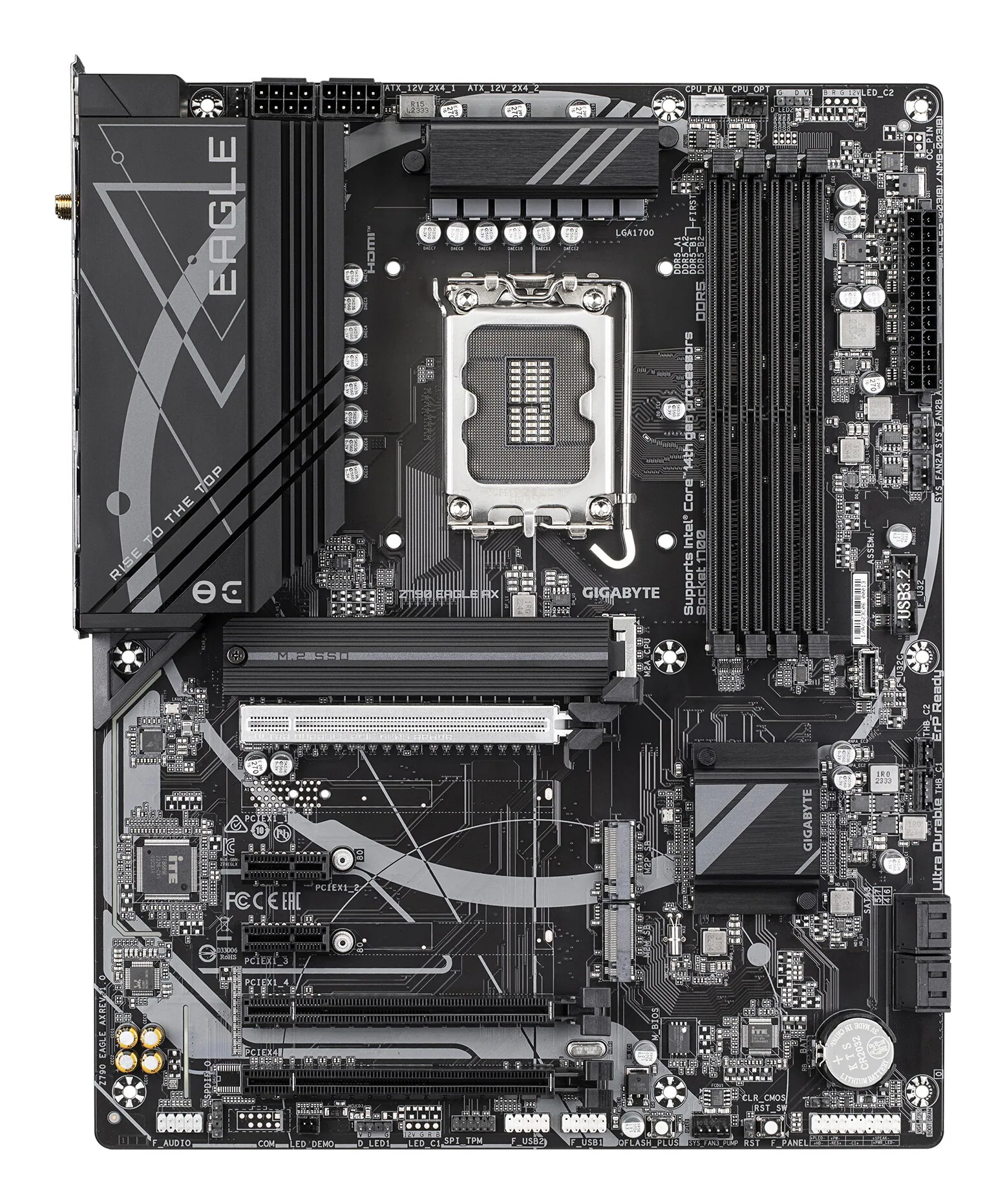 GIGABYTE Z790 EAGLE AX Motherboard - Unterstützt Intel Core 14. Generation CPUs, 12+1+1 Phasen Digital VRM, bis zu 7600MHz DDR5 (OC), 3xPCIe 4.0 M.2, Wi-Fi 6E, 2.5GbE LAN, USB 3.2 Gen 2 – Bild 2