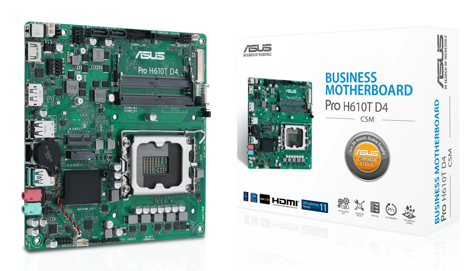 ASUS Pro H610T D4-CSM Intel H610 LGA 1700 Thin Mini ITX – Bild 1