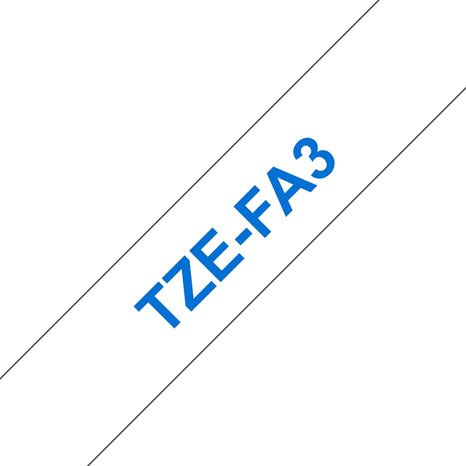 Brother TZE-FA3 Etiketten erstellendes Band Blau auf weiss – Bild 2