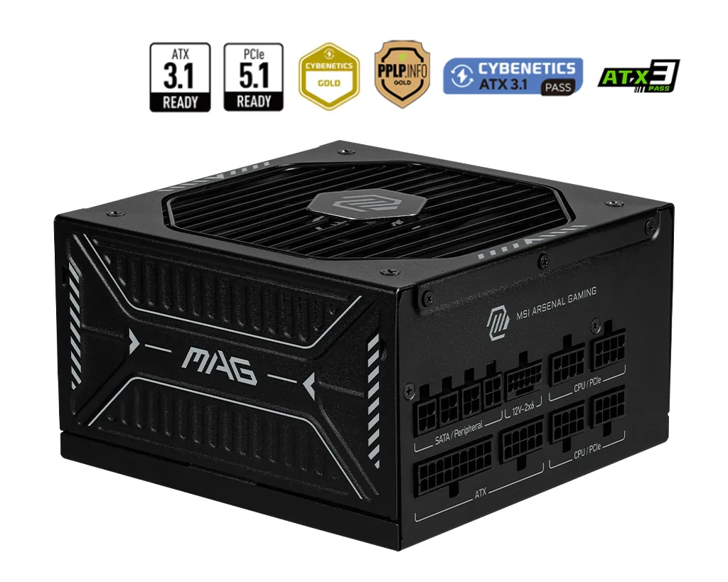 MSI MAG A850GLS PCIE5 Netzteil 850 W 24-pin ATX ATX Schwarz – Bild 4