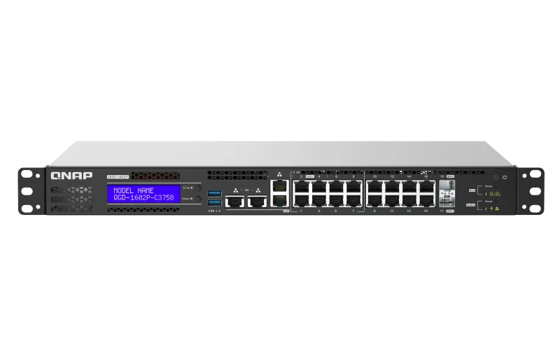 QNAP QGD-1602P Managed L2 Gigabit Ethernet (10/100/1000) Power over Ethernet (PoE) 1U Schwarz, Grau – Bild 1