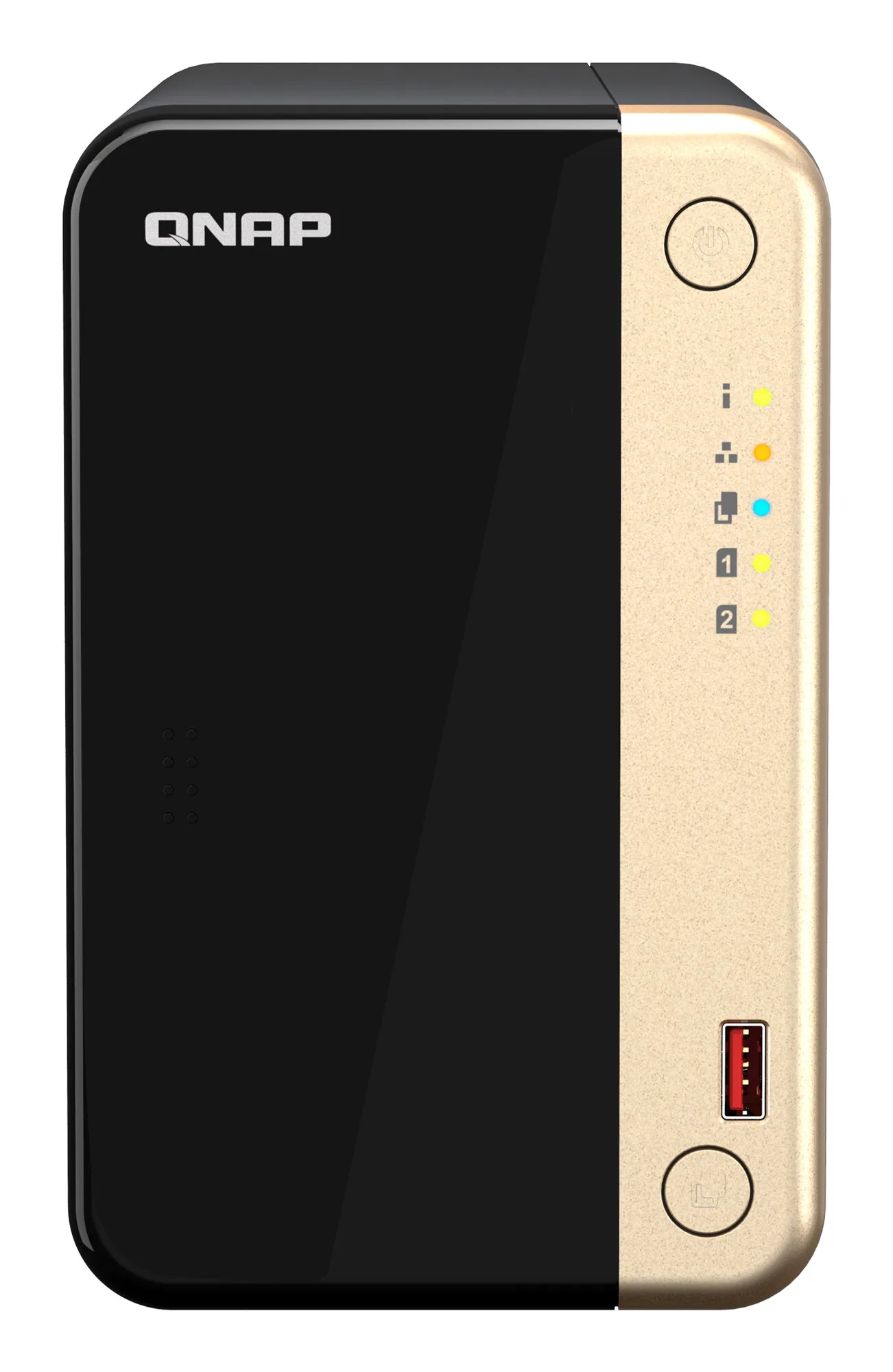 QNAP TS-264 NAS Tower Intel® Celeron® N5095 8 GB 0 TB QNAP QTS Schwarz, Gold – Bild 1