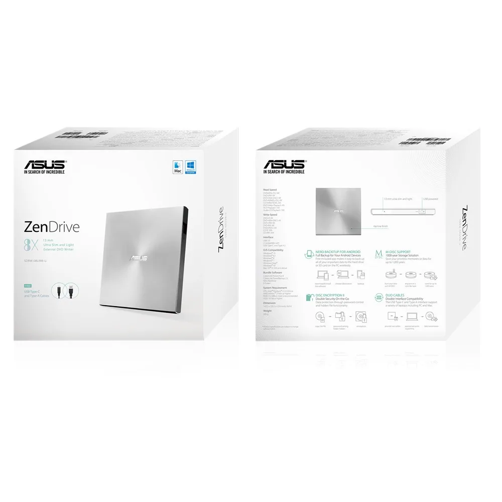ASUS ZenDrive U9M Optisches Laufwerk DVD±RW Silber – Bild 6