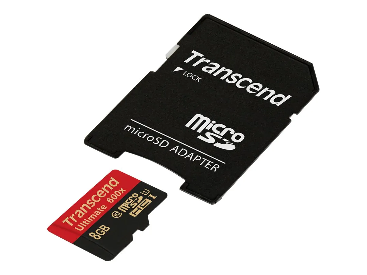 SD microSD Card   8GB Transcend SDHC UHS1 600x w/Adap.