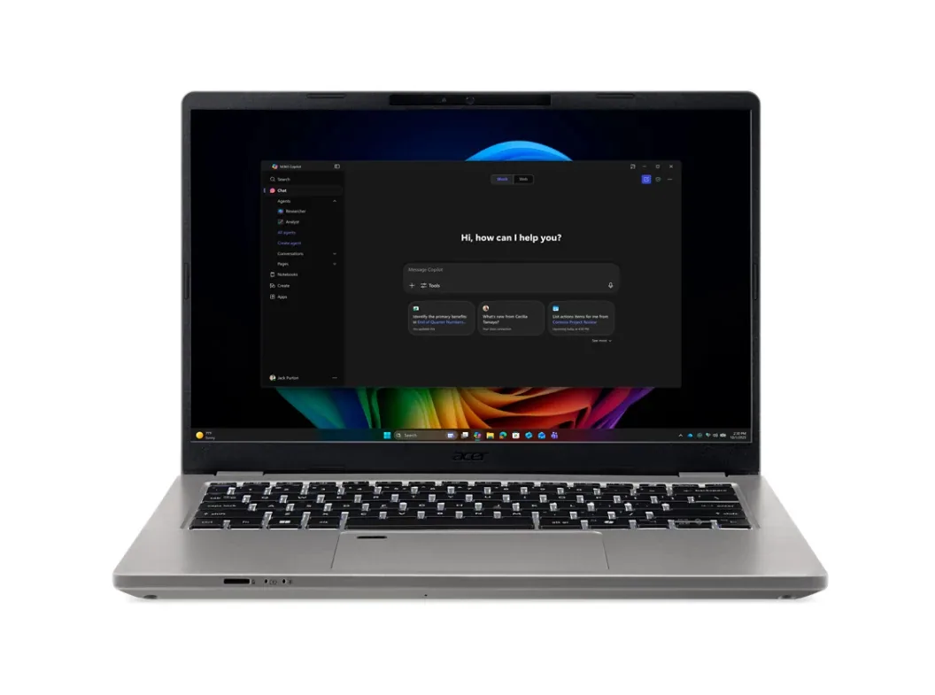 Acer TravelMate P4 TMP414-56-TCO-54F1 Copilot+ PC Intel Core Ultra 5 325 Laptop 35,6 cm (14") WUXGA 16 GB DDR5-SDRAM 512 GB SSD Wi-Fi 7 (802.11be) Windows 11 Pro Grau – Bild 1
