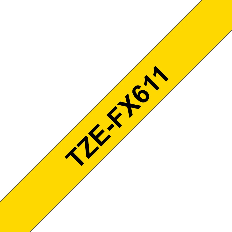 Brother TZE-FX611 Etiketten erstellendes Band Schwarz auf gelb – Bild 1