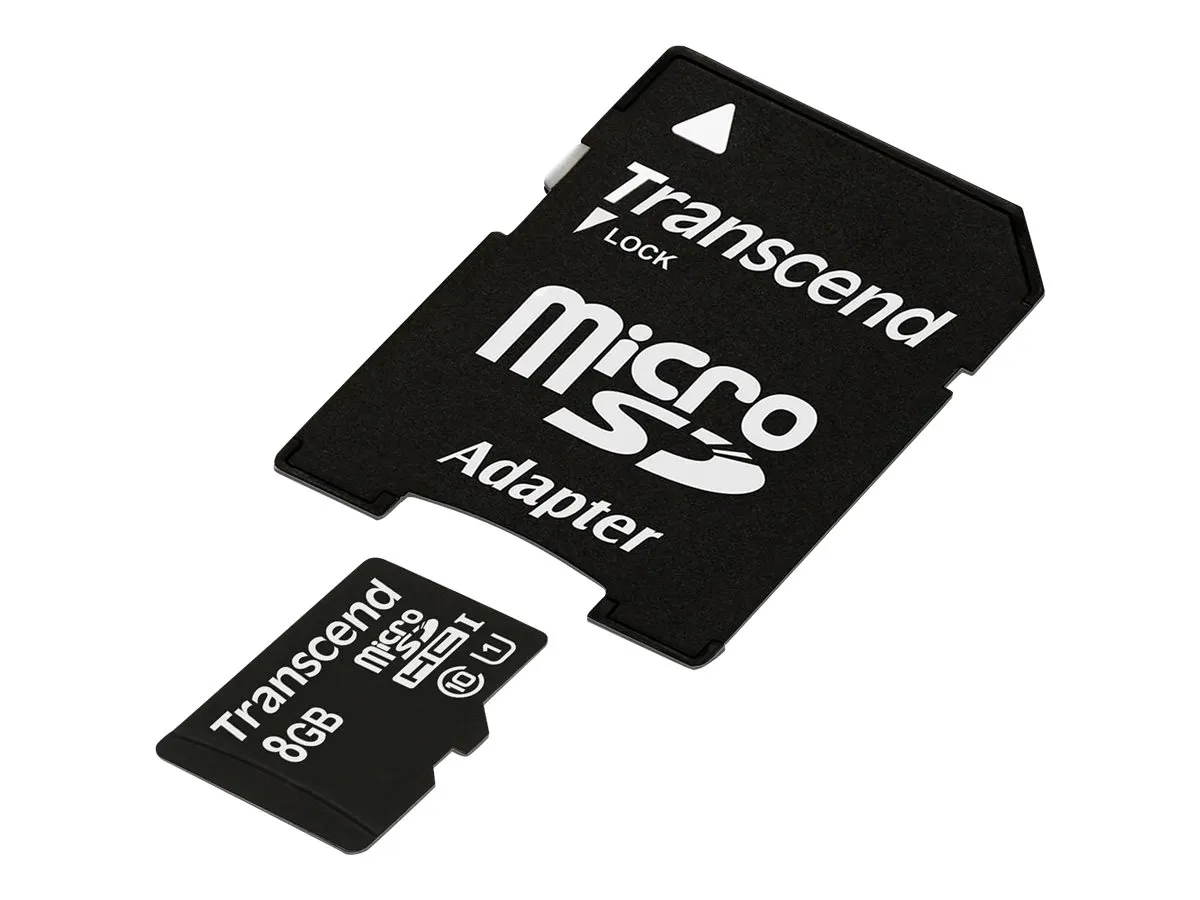 SD microSD Card   8GB Transcend SDHC UHS1 w/adapter