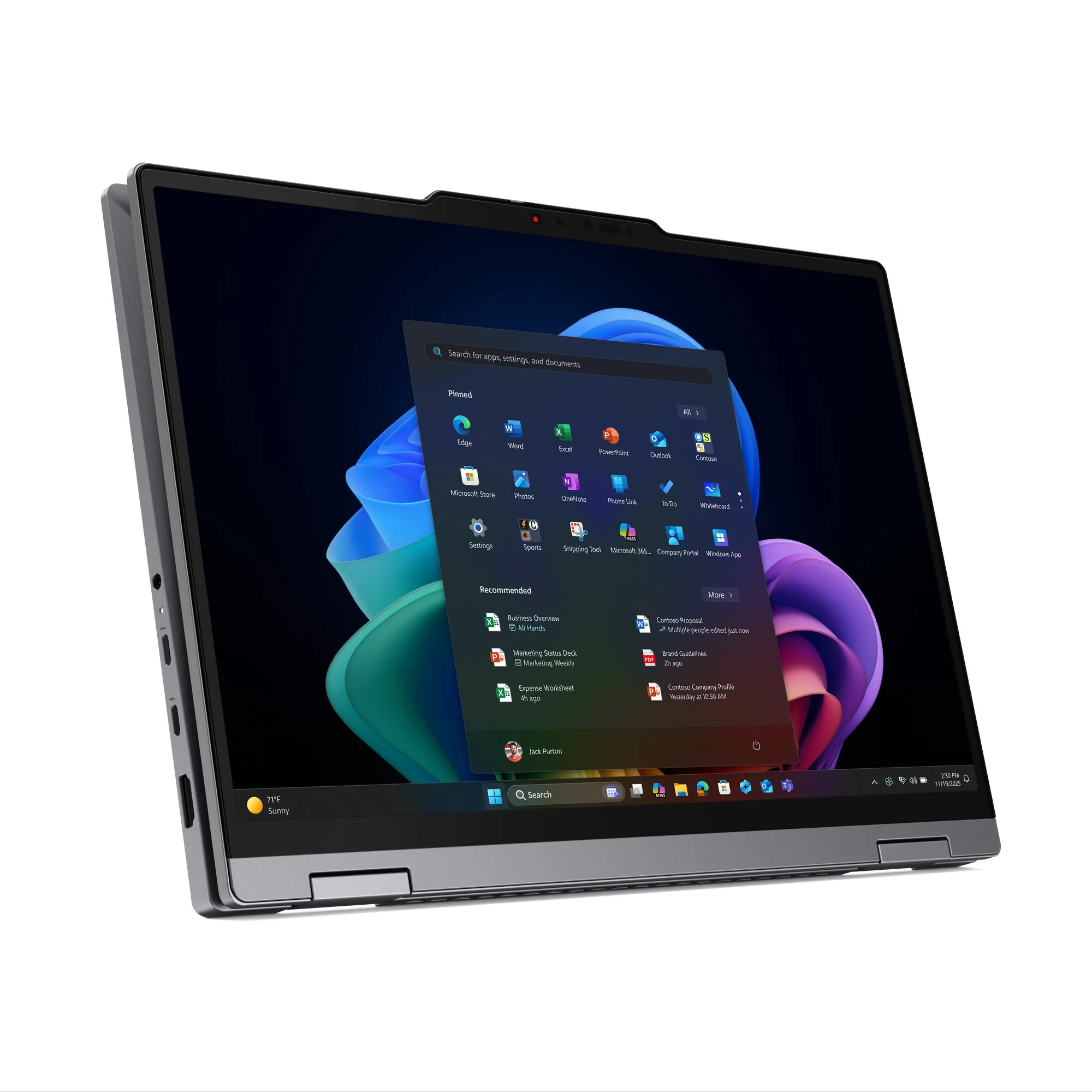 Lenovo ThinkPad X1 2-in-1 Gen 11 Aura Edition Copilot+ PC Intel Core Ultra 7 355 Hybrid (2-in-1) 35,6 cm (14") Touchscreen WUXGA 32 GB LPDDR5x-SDRAM 1 TB SSD Wi-Fi 7 (802.11be) Windows 11 Pro Grau Deutsch – Bild 8