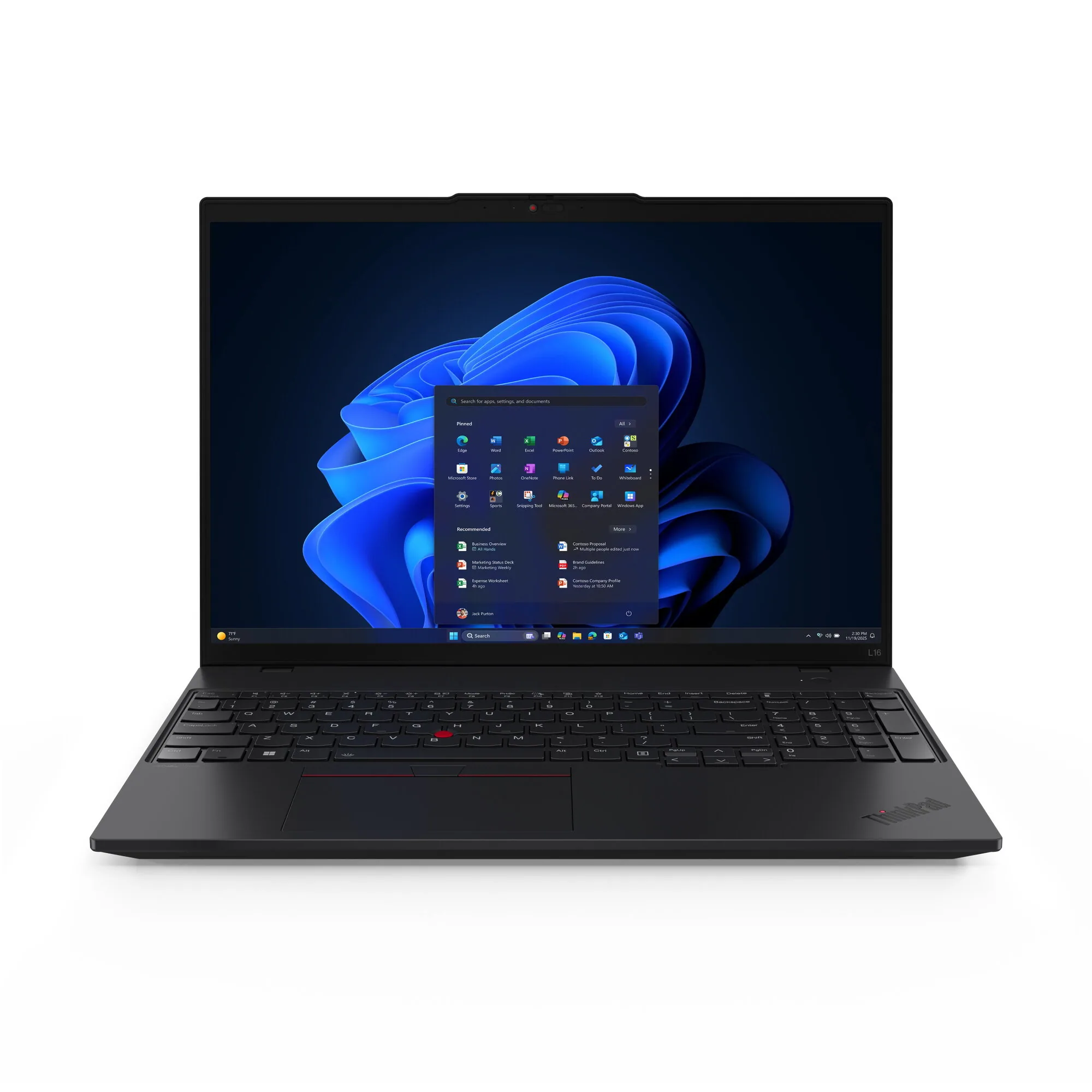 Lenovo ThinkPad L16 Gen 2 (Intel) Intel Core Ultra 5 225U Laptop 40,6 cm (16") WUXGA 16 GB DDR5-SDRAM 512 GB SSD Wi-Fi 6E (802.11ax) Windows 11 Pro Schwarz Deutsch – Bild 2