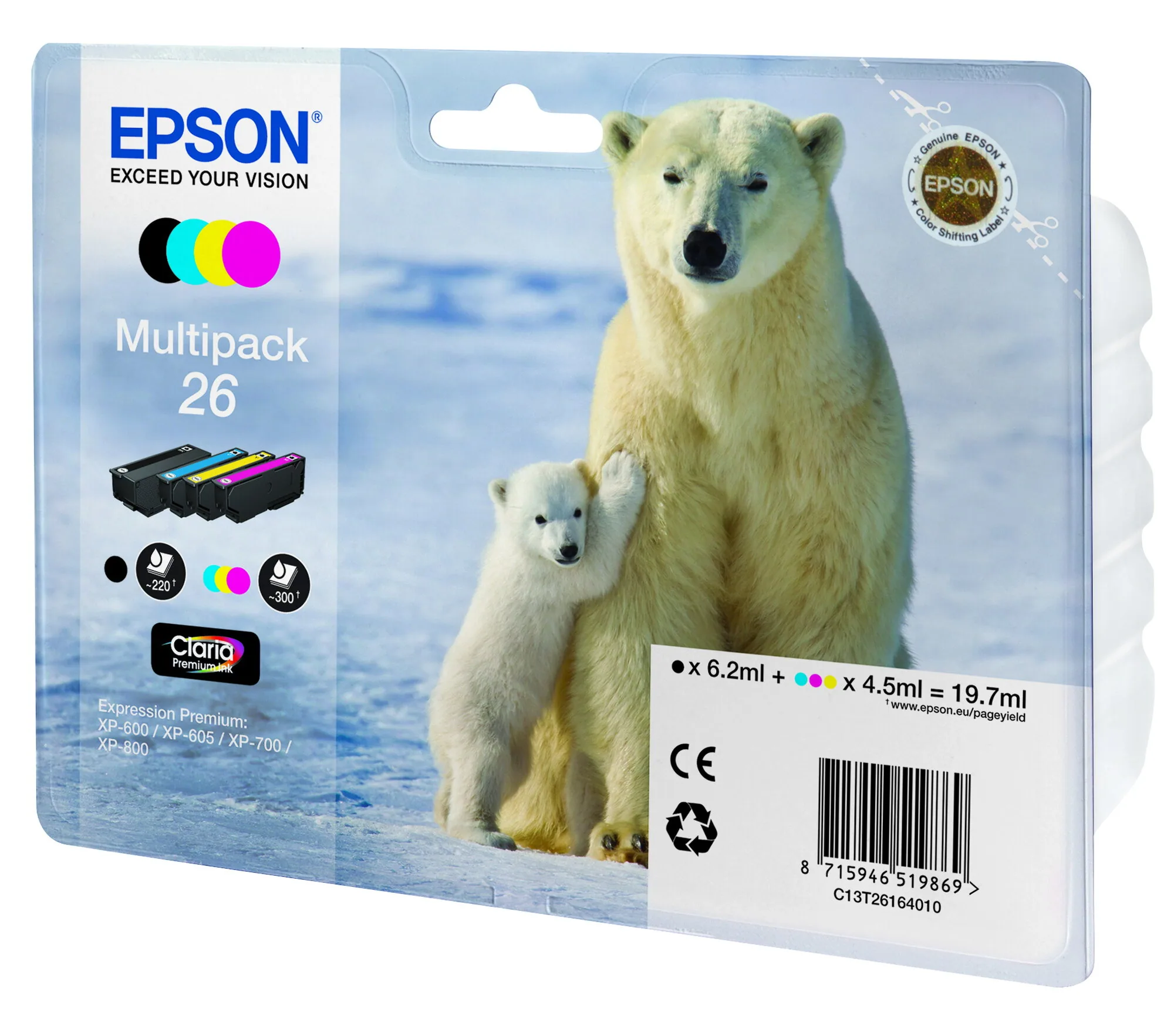 Epson Polar bear 26 Eisbär Claria Premium Multipack 4 Farben Tinte – Bild 1