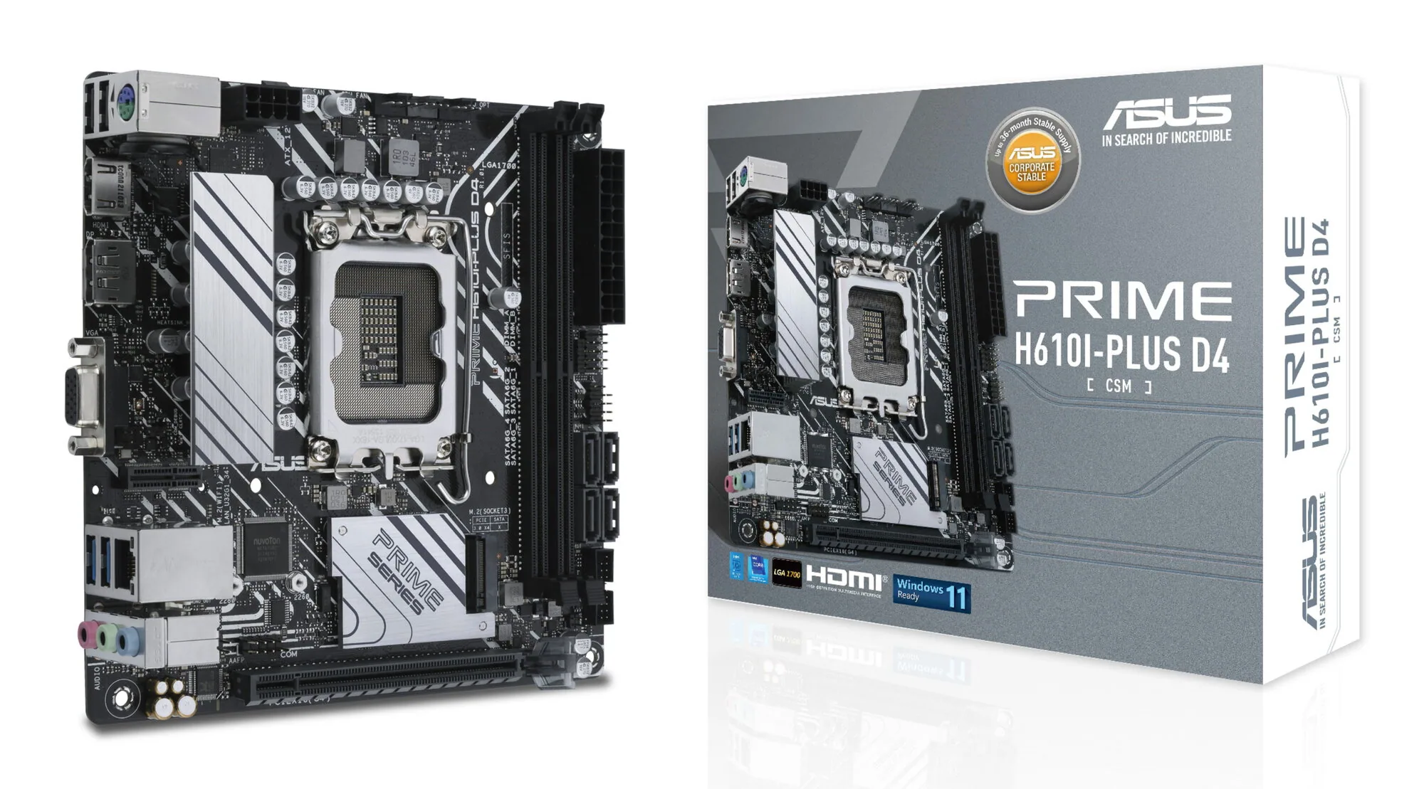 ASUS PRIME H610I-PLUS D4-CSM Intel H610 LGA 1700 mini ITX – Bild 1