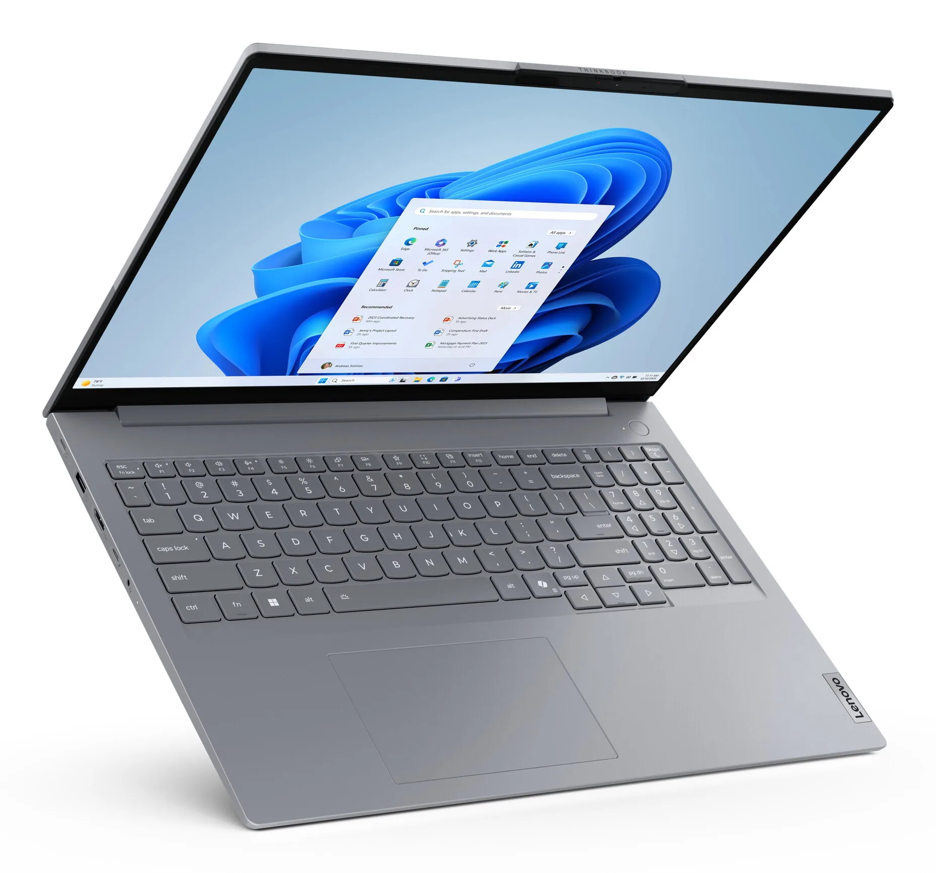 Lenovo ThinkBook 16 G8 IAL Intel Core Ultra 5 135H Laptop 40,6 cm (16") WUXGA 16 GB DDR5-SDRAM 512 GB SSD Wi-Fi 6E (802.11ax) Windows 11 Pro Grau Deutsch – Bild 7
