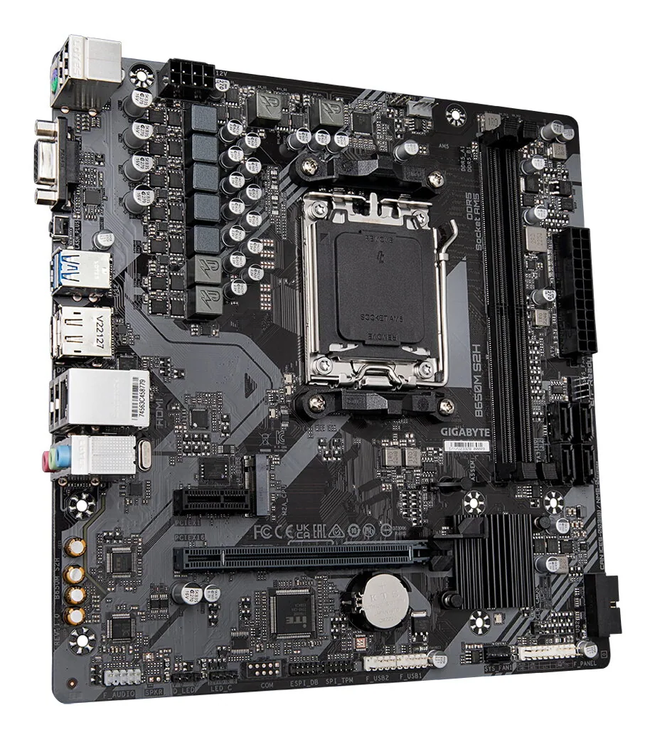 GIGABYTE B650M S2H Mainboard - AMD Ryzen 9000er-Serie, 5+2+2 Phasen VRM, bis zu 6400 MHz DDR5 (OC), 1xPCIe 4.0 M.2, GbE LAN, USB 3.2 Gen 1 – Bild 2
