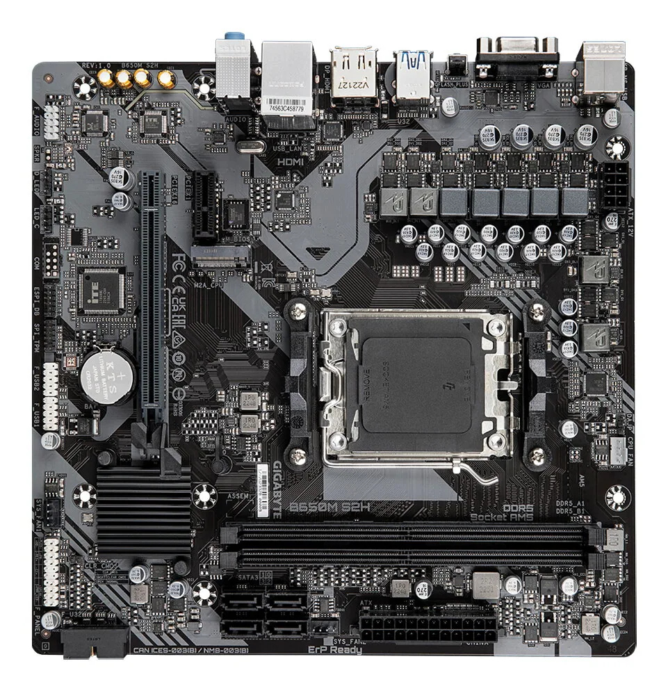 GIGABYTE B650M S2H Mainboard - AMD Ryzen 9000er-Serie, 5+2+2 Phasen VRM, bis zu 6400 MHz DDR5 (OC), 1xPCIe 4.0 M.2, GbE LAN, USB 3.2 Gen 1 – Bild 4