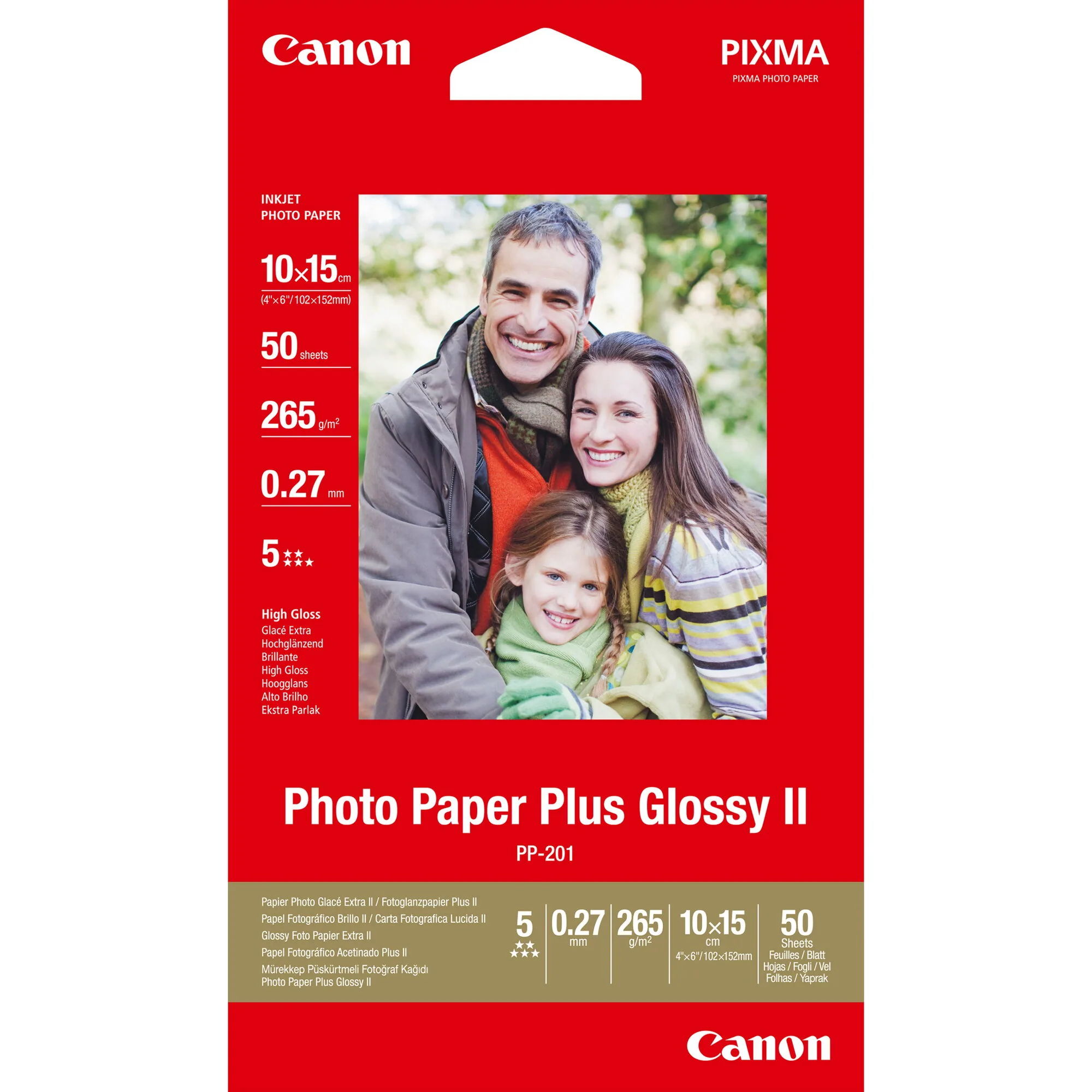 Canon PP-201 Glossy II Fotopapier Plus 10 x 15 cm – 50 Blatt – Bild 1