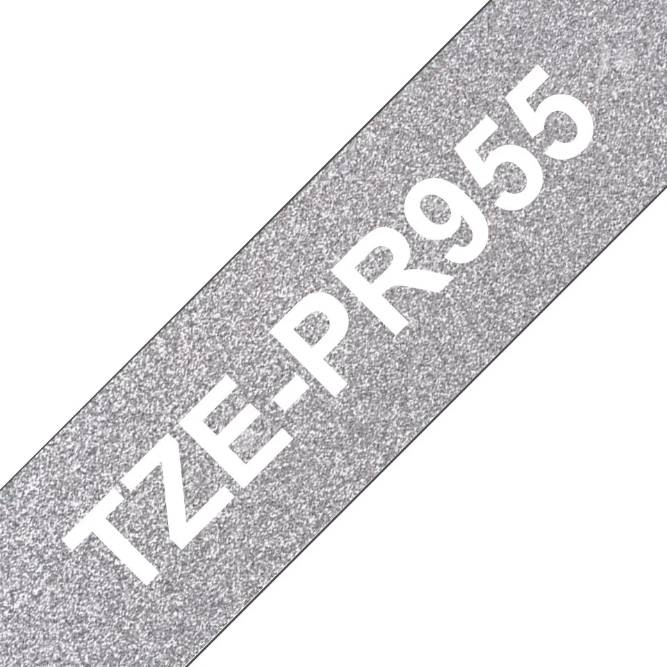 Brother TZE-PR955 Etiketten erstellendes Band Weiß auf Silber – Bild 1