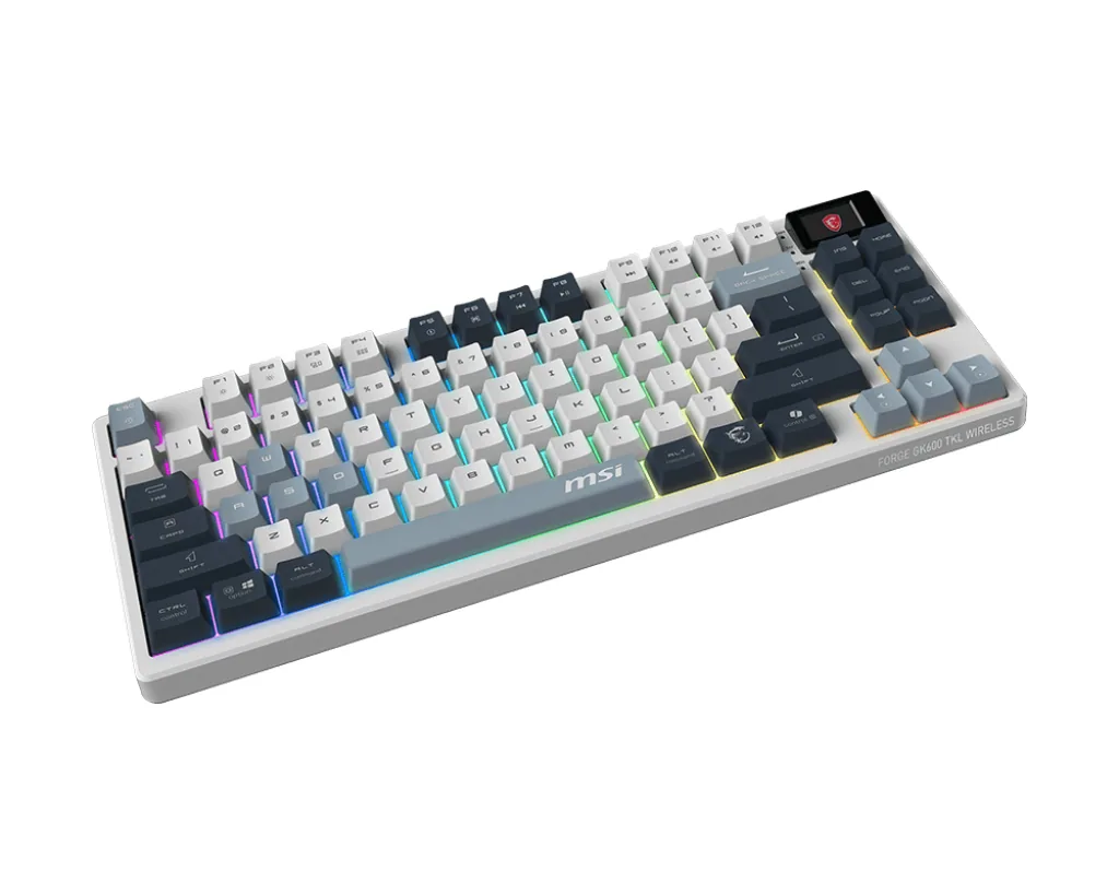 MSI FORGE GK600 TKL WIRELESS SKY Tastatur Gaming USB + Bluetooth QWERTY UK Englisch Blau, Weiß – Bild 2