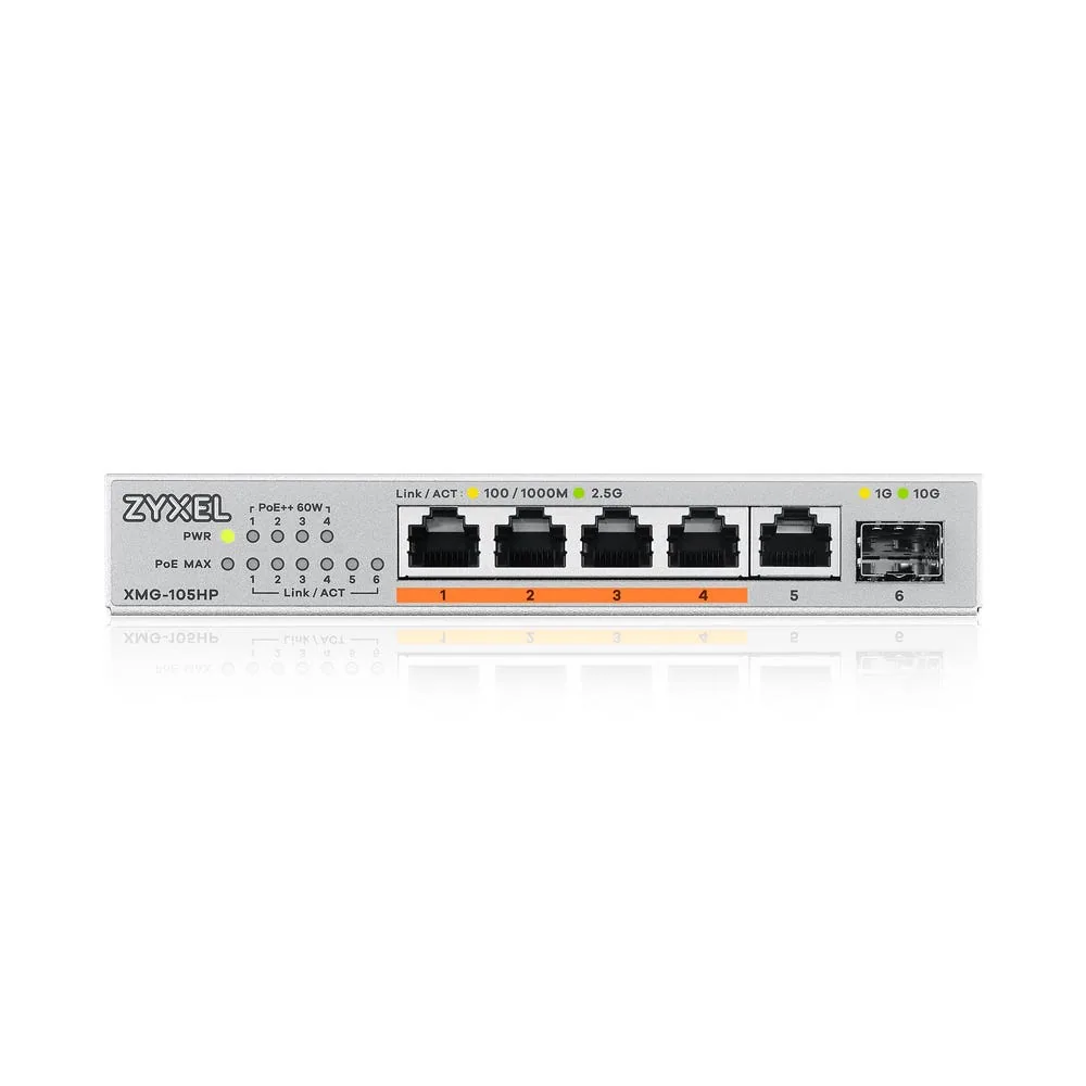Zyxel XMG-105HP Unmanaged 2.5G Ethernet (100/1000/2500) Power over Ethernet (PoE) Silber – Bild 3