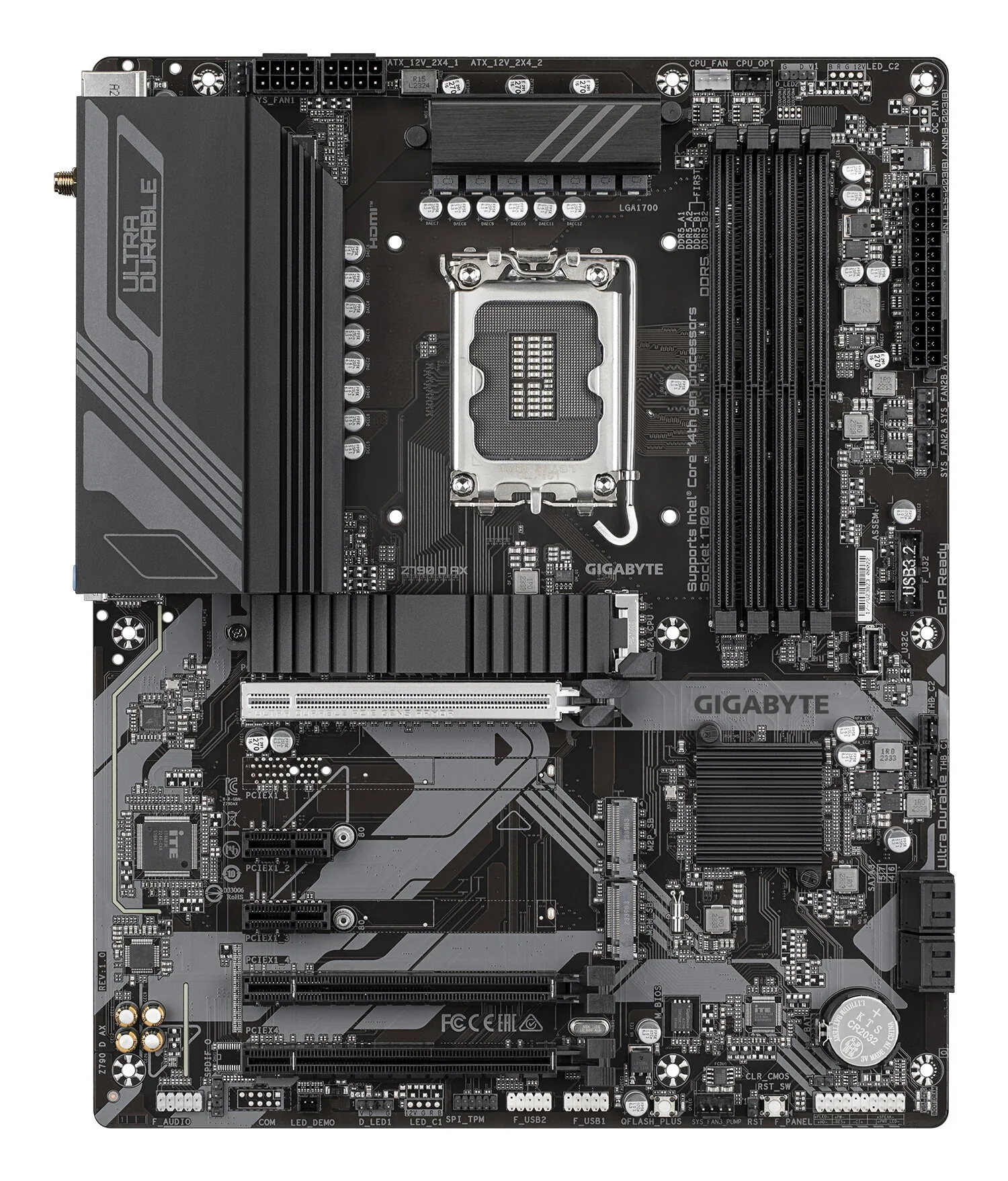 GIGABYTE Z790 D AX Motherboard - Unterstützt Intel Core 14. Generation CPUs, 12+1+1 Phasen Digital VRM, bis zu 7600MHz DDR5 (OC), 3xPCIe 4.0 M.2, Wi-Fi 6E, 2.5GbE LAN, USB 3.2 Gen 2 – Bild 2