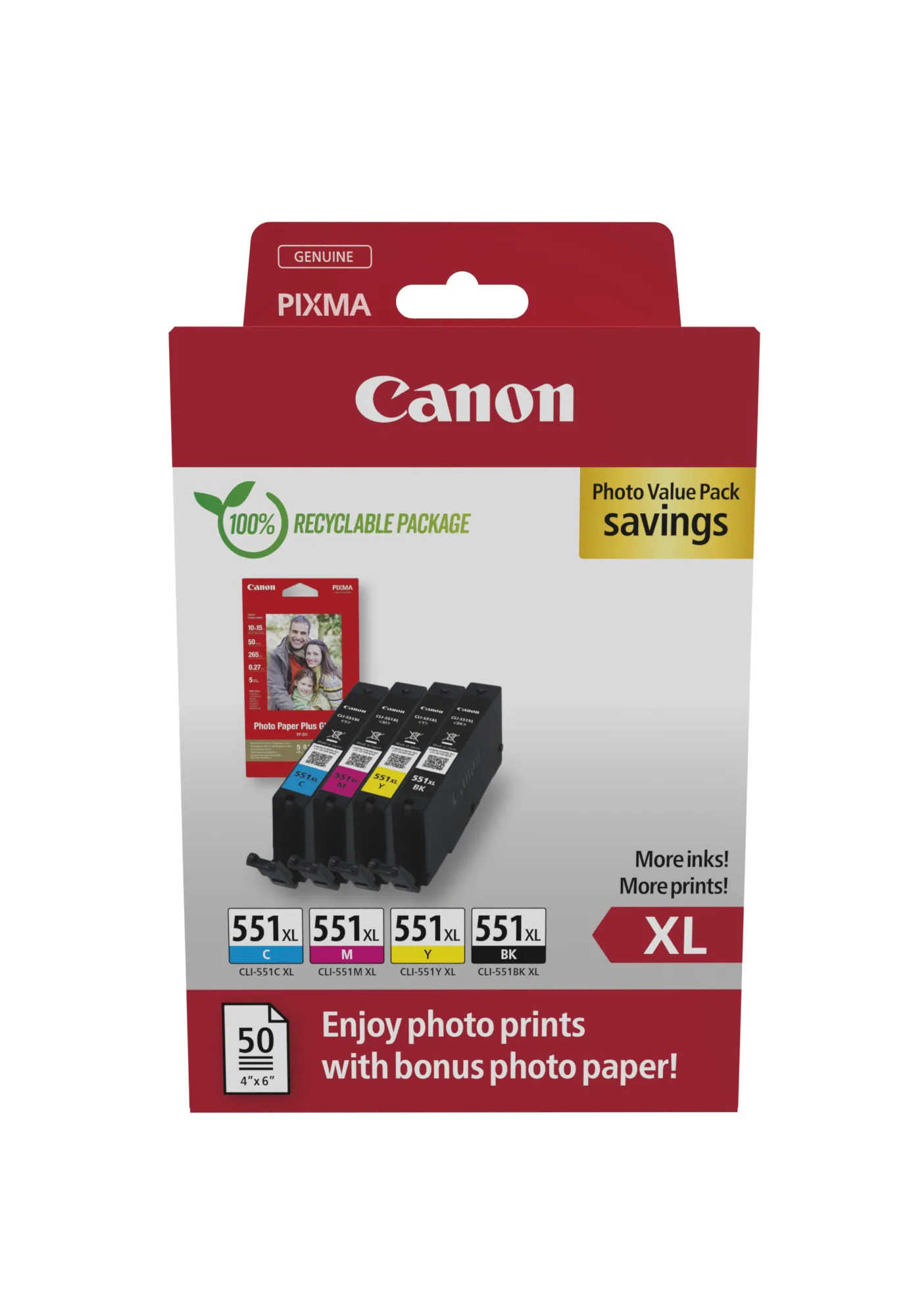 Canon CLI-551XL BK/C/M/Y Photo Value Pack – Bild 1