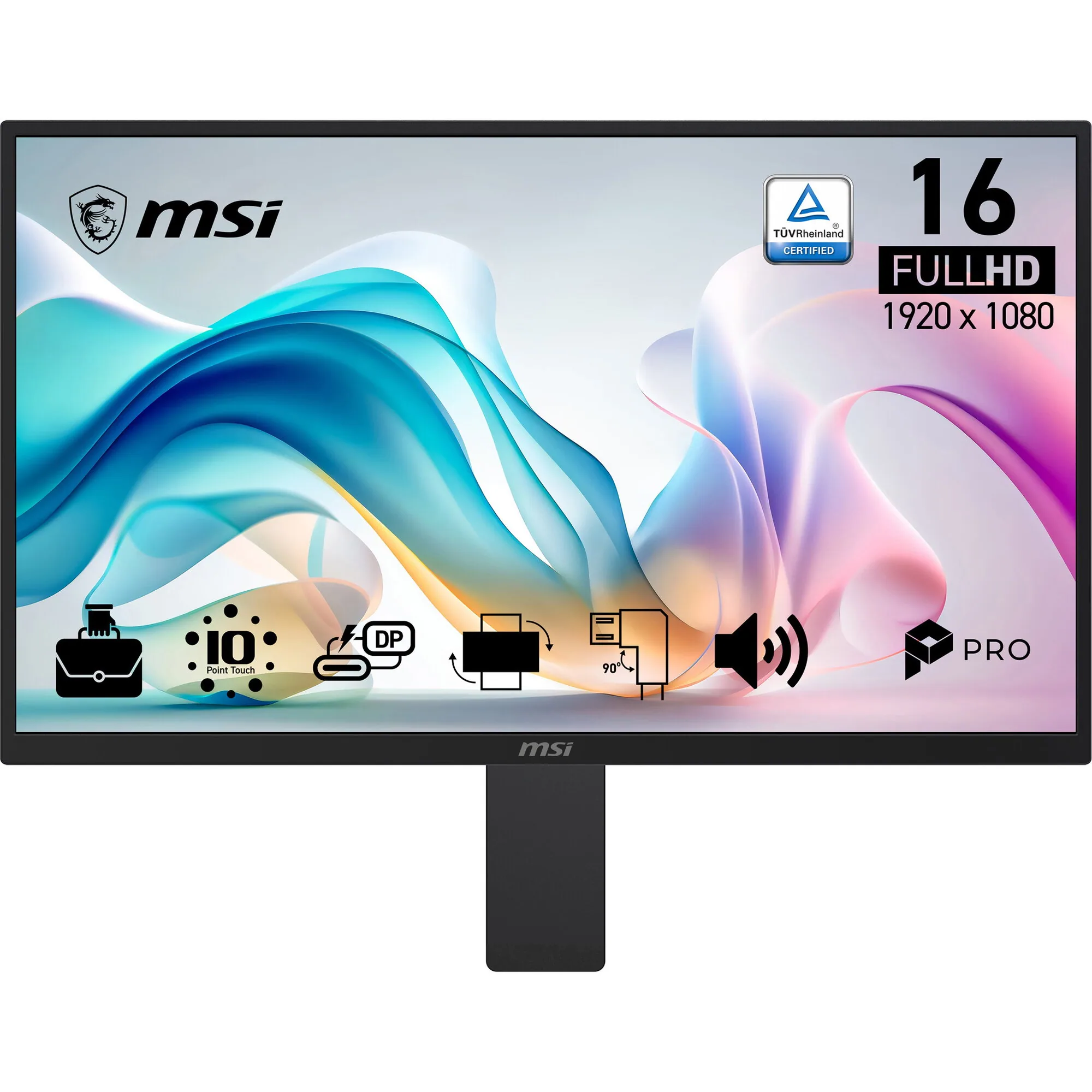 MSI PRO MP161E6T Computerbildschirm 39,6 cm (15.6") 1920 x 1080 Pixel VGA OLED Touchscreen Schwarz – Bild 2