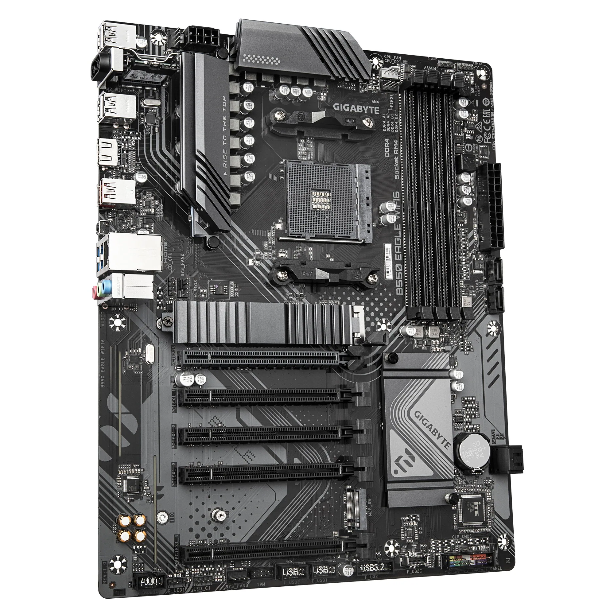 GIGABYTE B550 EAGLE WIFI6 Mainboard – AMD Ryzen 5000 G-Serie CPUs, 10+3+1 Phasen VRM, bis zu 3200 MHz DDR4, 1xPCIe 4.0 + 1xPCIe 3.0 M.2, 1GbE LAN, WIFI 6, USB 3.2 Gen 2 – Bild 3