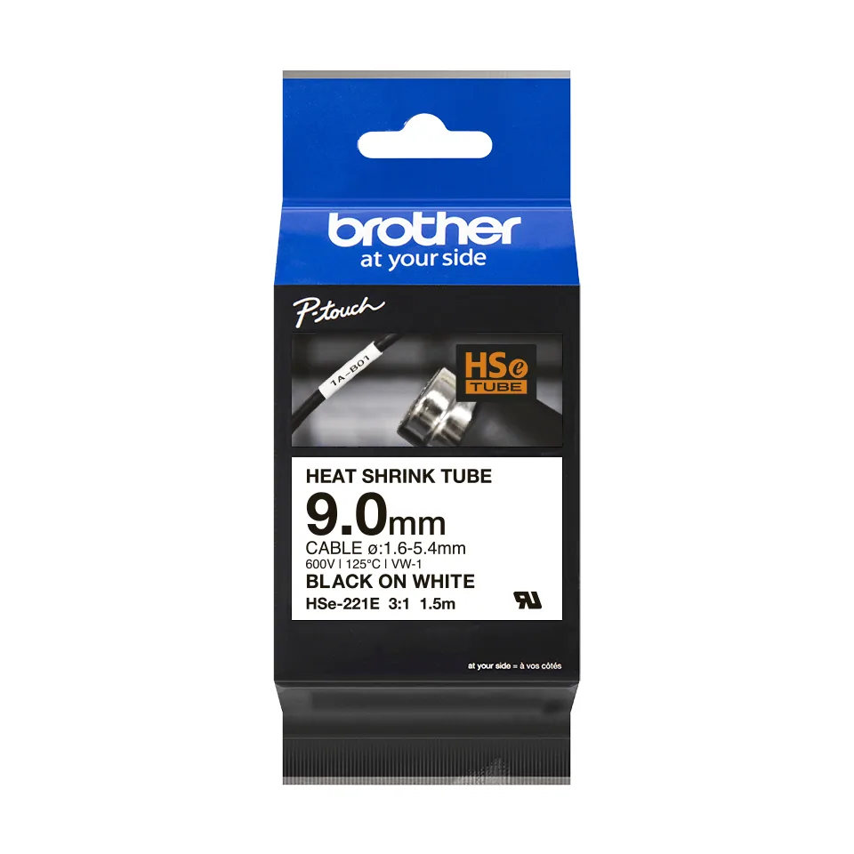 Brother HSE-221E Etiketten erstellendes Band Schwarz auf weiss – Bild 1