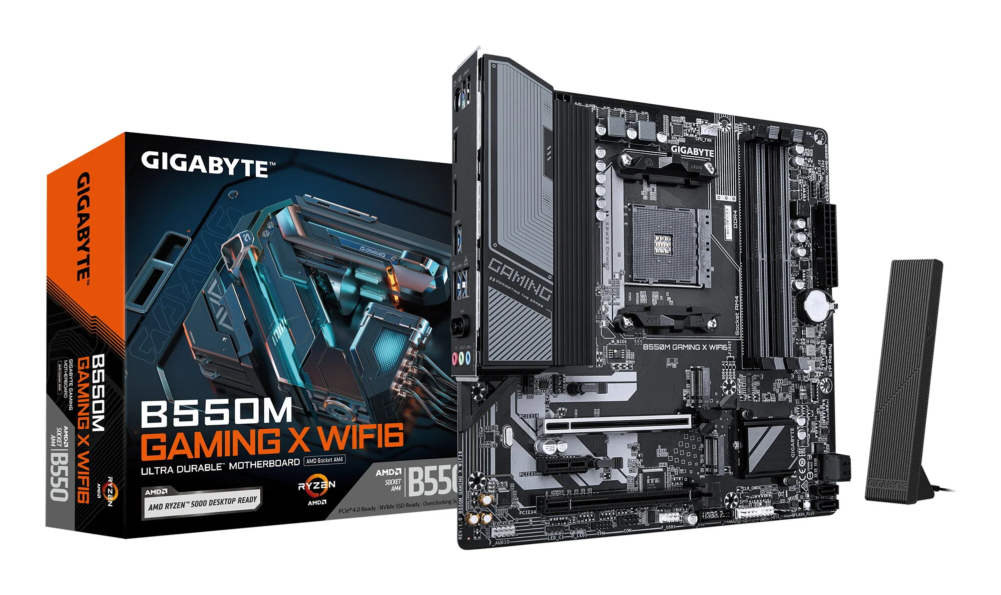 GIGABYTE B550M GAMING X WIFI6 Mainboard – AMD Ryzen 5000 Prozessoren, 5+3 Phasen VRM, bis zu 3200 MHz DDR4, 1x PCIe 4.0 + 1x PCIe 3.0 M.2, Wi-Fi 6, 1 GbE LAN, USB 3.2 Gen 1 – Bild 1