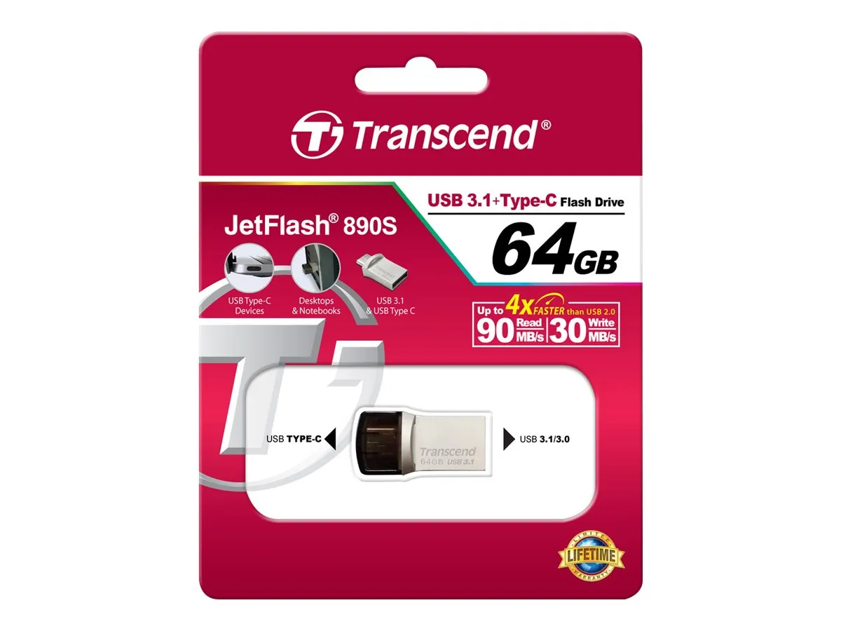 Transcend USB-Stick JetFlash 890 USB3.1 Typ-C/A