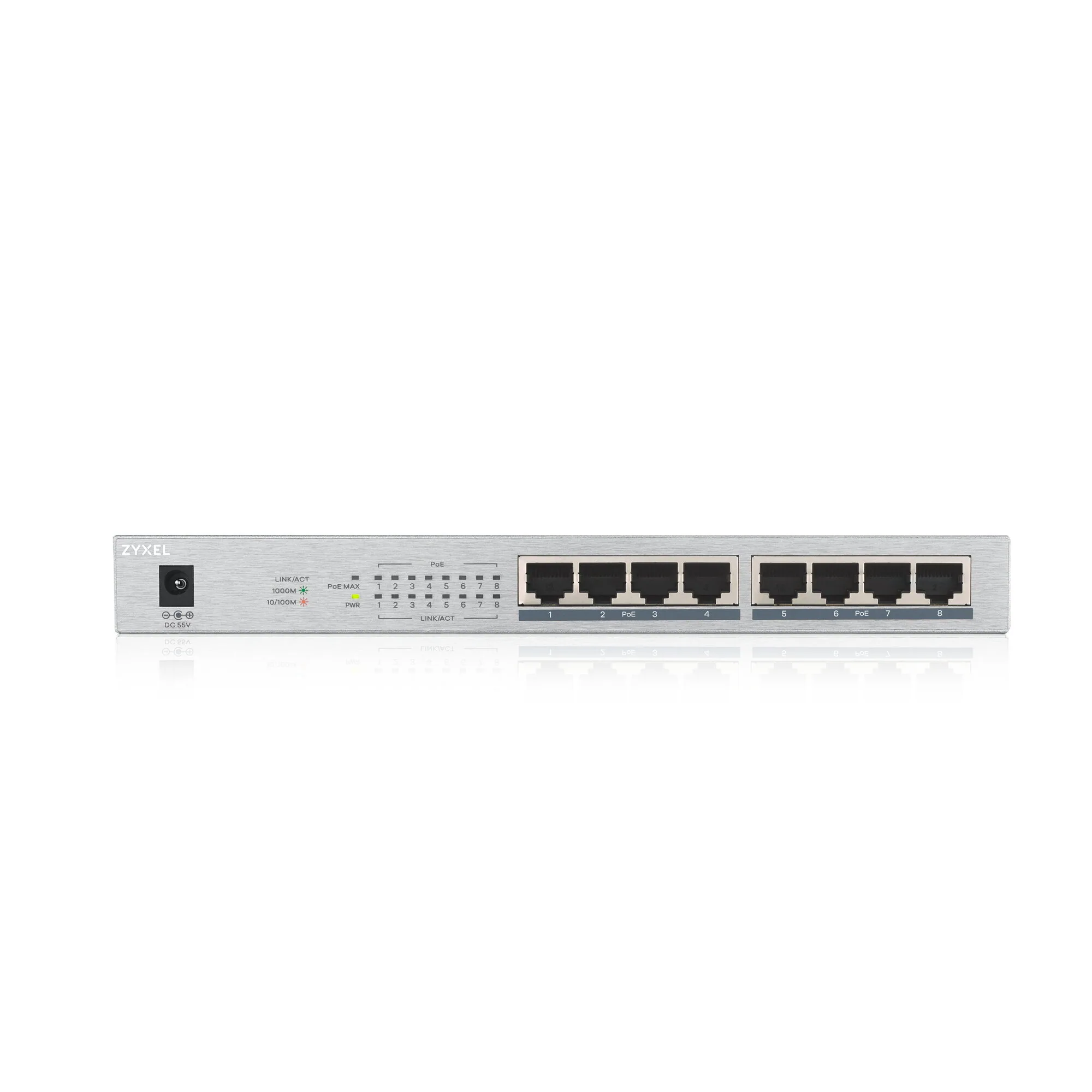 Zyxel GS1008HP Unmanaged Gigabit Ethernet (10/100/1000) Power over Ethernet (PoE) Grau – Bild 2