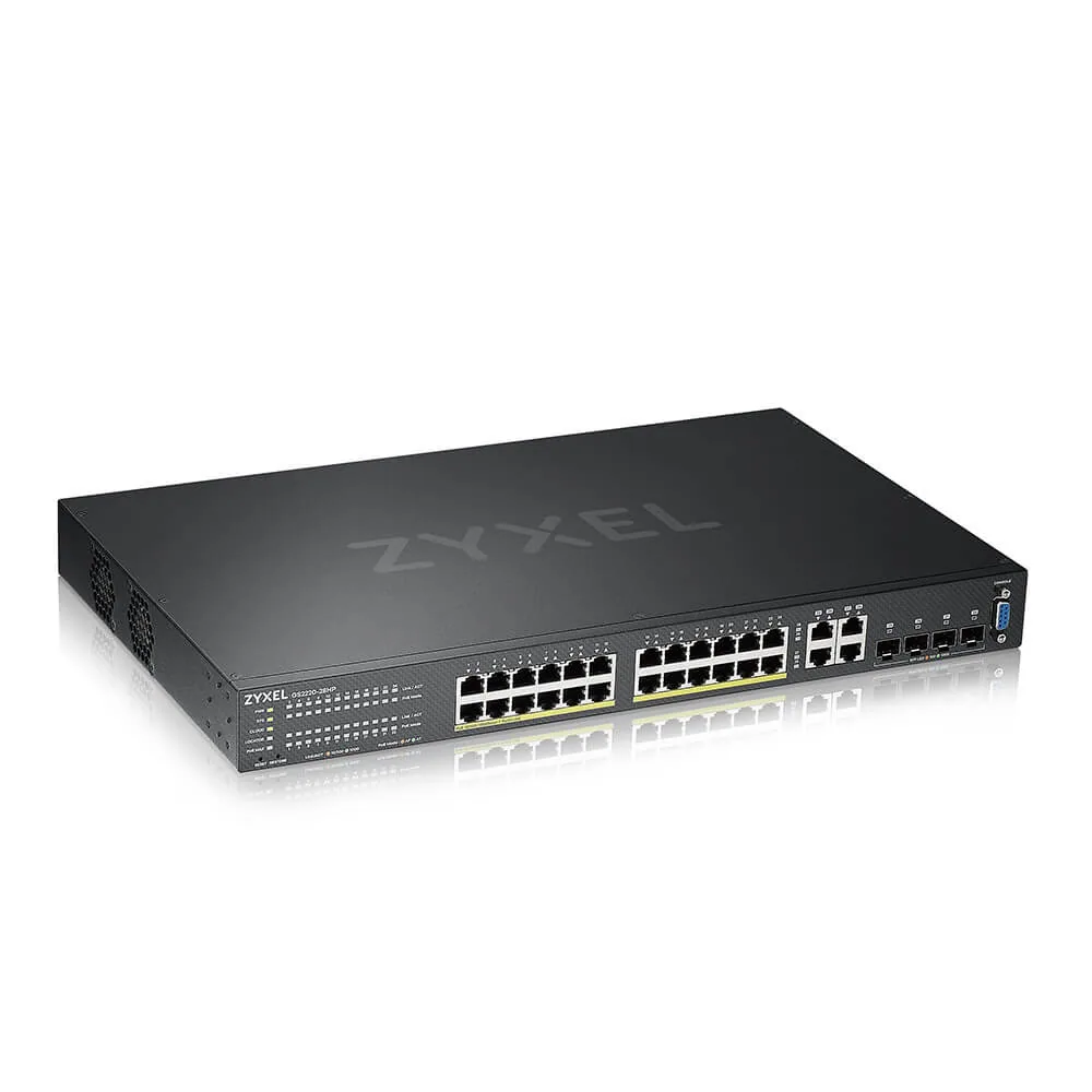 Zyxel GS2220-28HP-EU0101F Netzwerk-Switch Managed L2 Gigabit Ethernet (10/100/1000) Power over Ethernet (PoE) Schwarz – Bild 1
