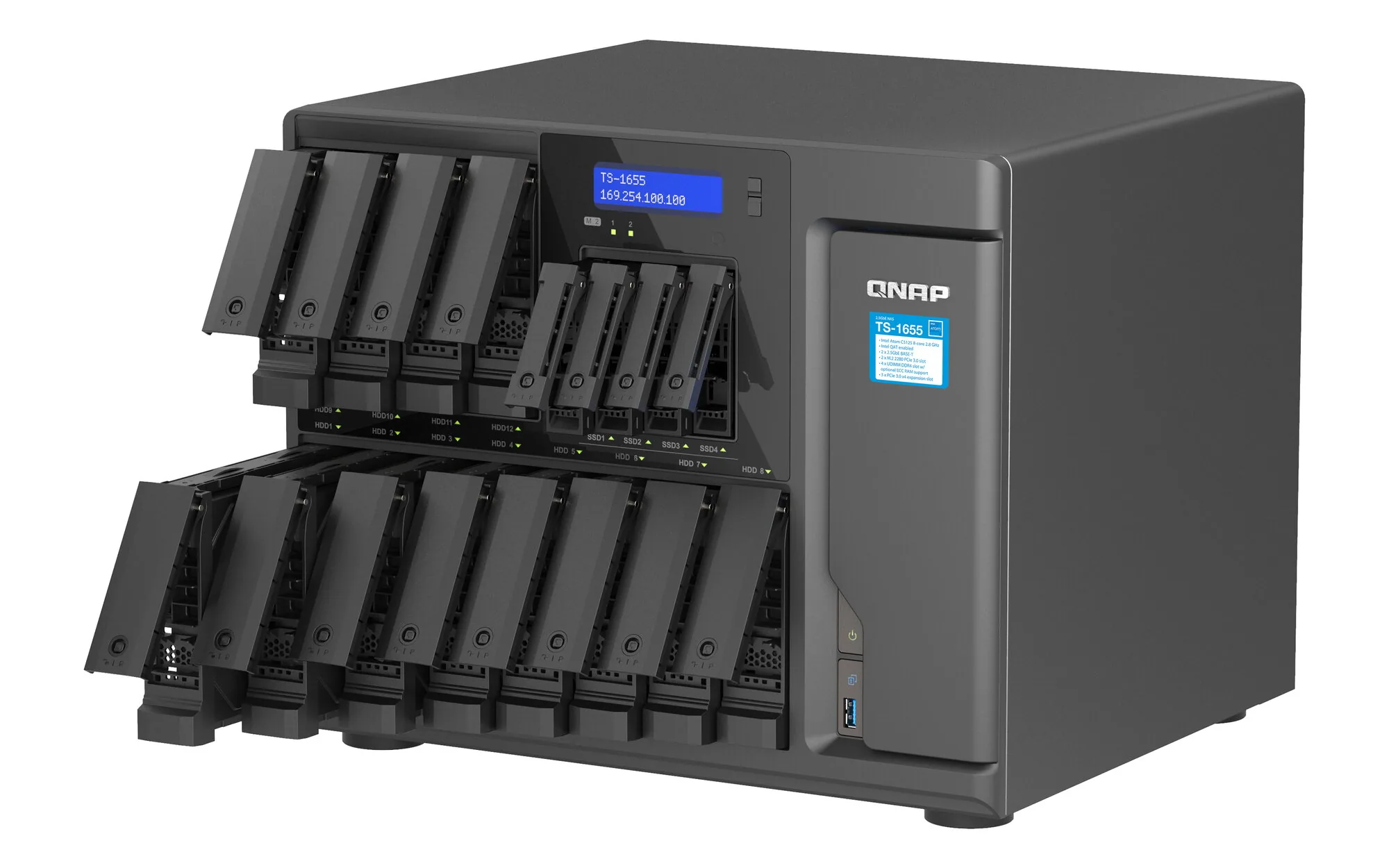 QNAP TS-1655 NAS Tower Intel Atom® C5125 8 GB DDR4 0 TB QNAP Turbo System Schwarz – Bild 2