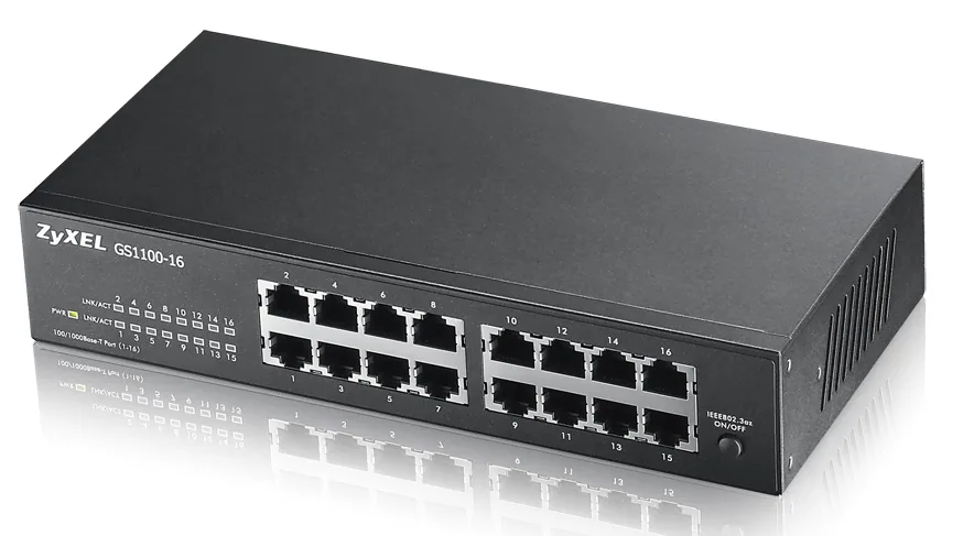 Zyxel GS1100-16 Unmanaged Gigabit Ethernet (10/100/1000) Schwarz – Bild 1