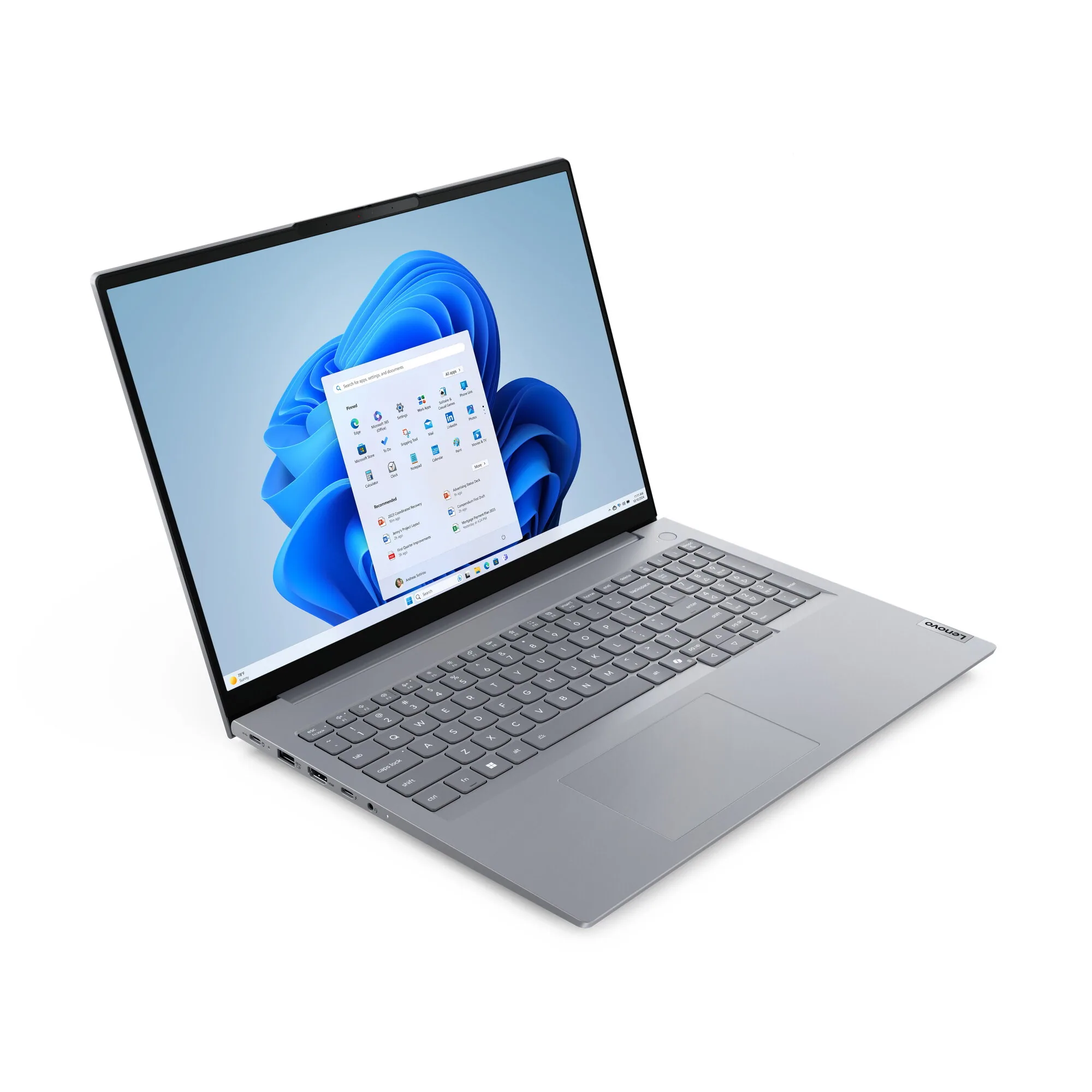 Lenovo ThinkBook 16 G8 IAL Intel Core Ultra 5 135H Laptop 40,6 cm (16") WUXGA 16 GB DDR5-SDRAM 512 GB SSD Wi-Fi 6E (802.11ax) Windows 11 Pro Grau Deutsch – Bild 2