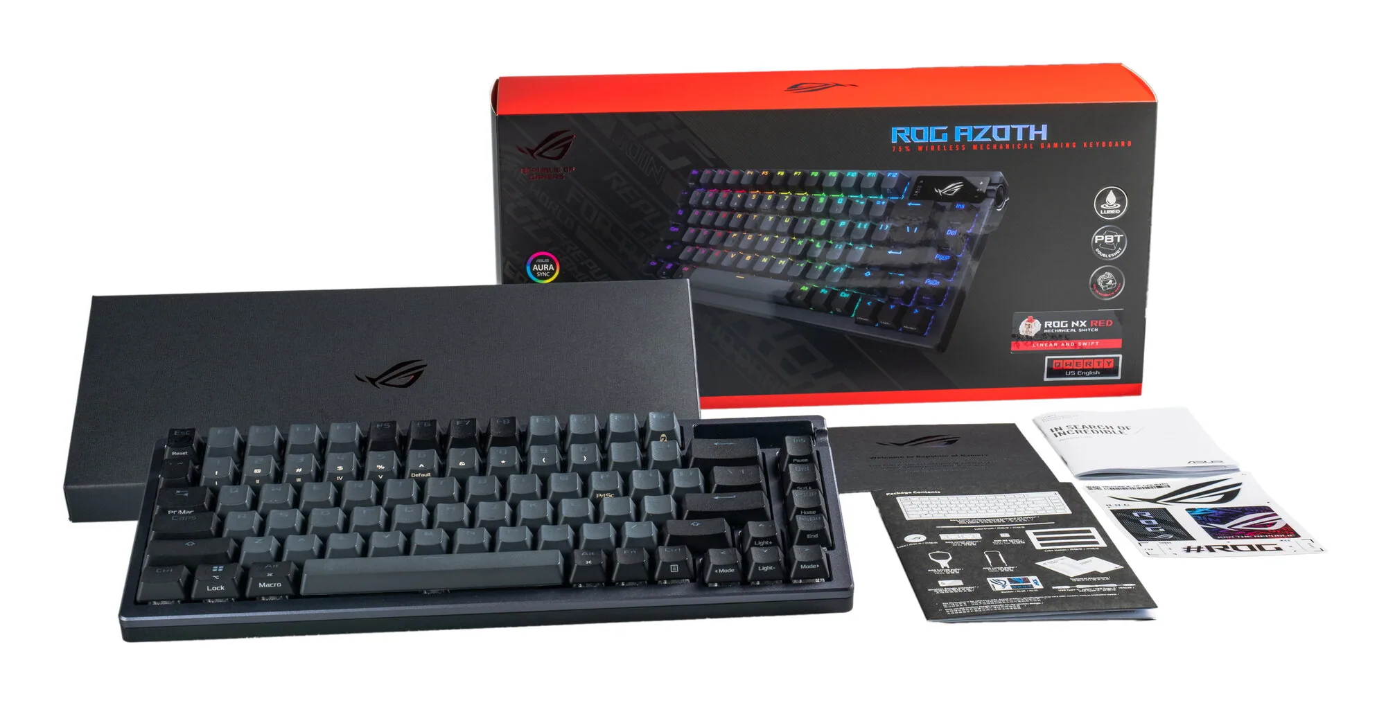 ASUS ROG Azoth Tastatur Gaming USB + RF Wireless + Bluetooth QWERTZ Deutsch Schwarz – Bild 3