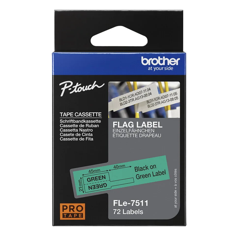 Brother FLE-7511 Etiketten erstellendes Band Schwarz auf grün – Bild 3