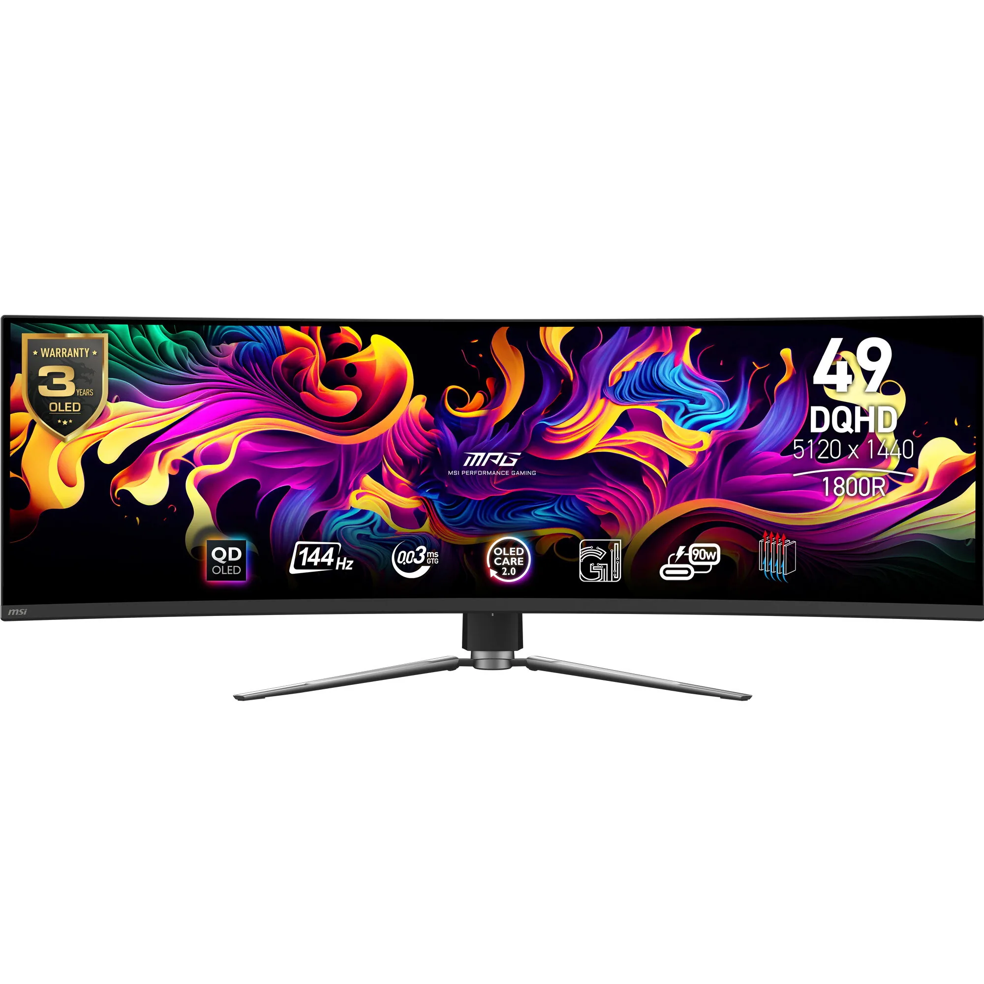 MSI MPG 491CQPDE QD-OLED Computerbildschirm 124,5 cm (49") 5120 x 1440 Pixel Dual QHD Schwarz – Bild 1