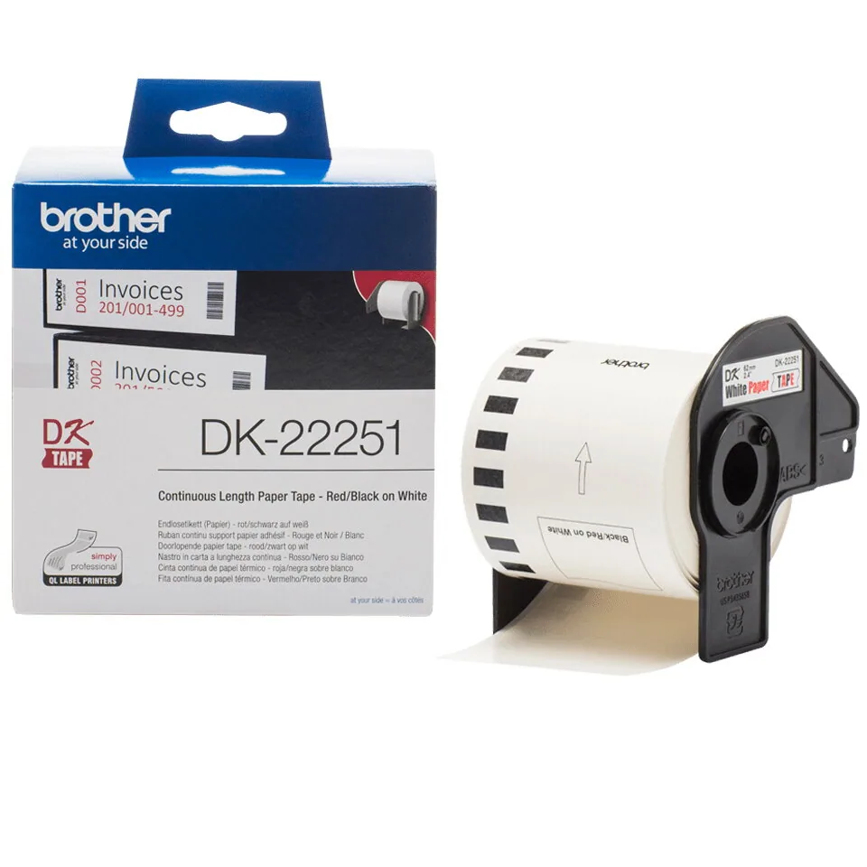 Brother DK-22251 Etiketten erstellendes Band Schwarz und rot auf weiß – Bild 3