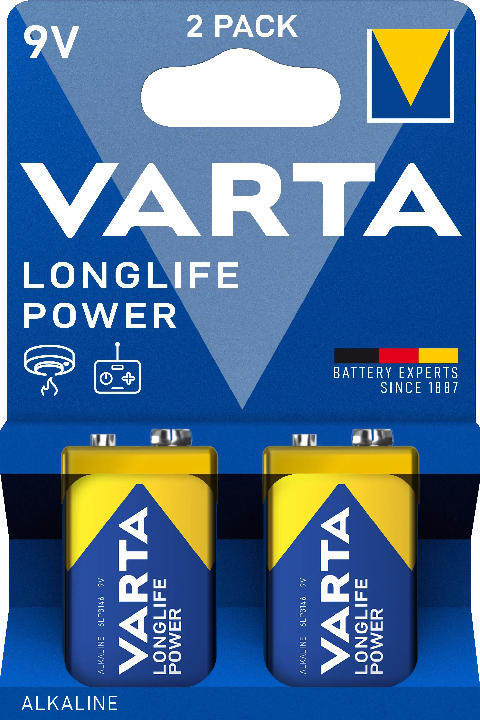 Varta Batterie LONGLIFE Power 9V Block 6LP3146 2 Blister 2St