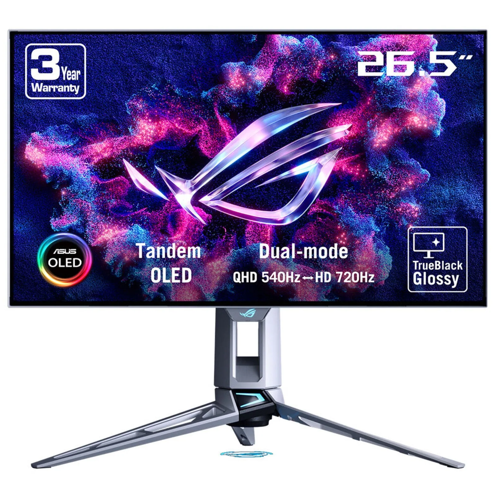 ASUS ROG Swift OLED PG27AQWP-W Computerbildschirm 67,3 cm (26.5") 2560 x 1440 Pixel Quad HD LCD Silber – Bild 1