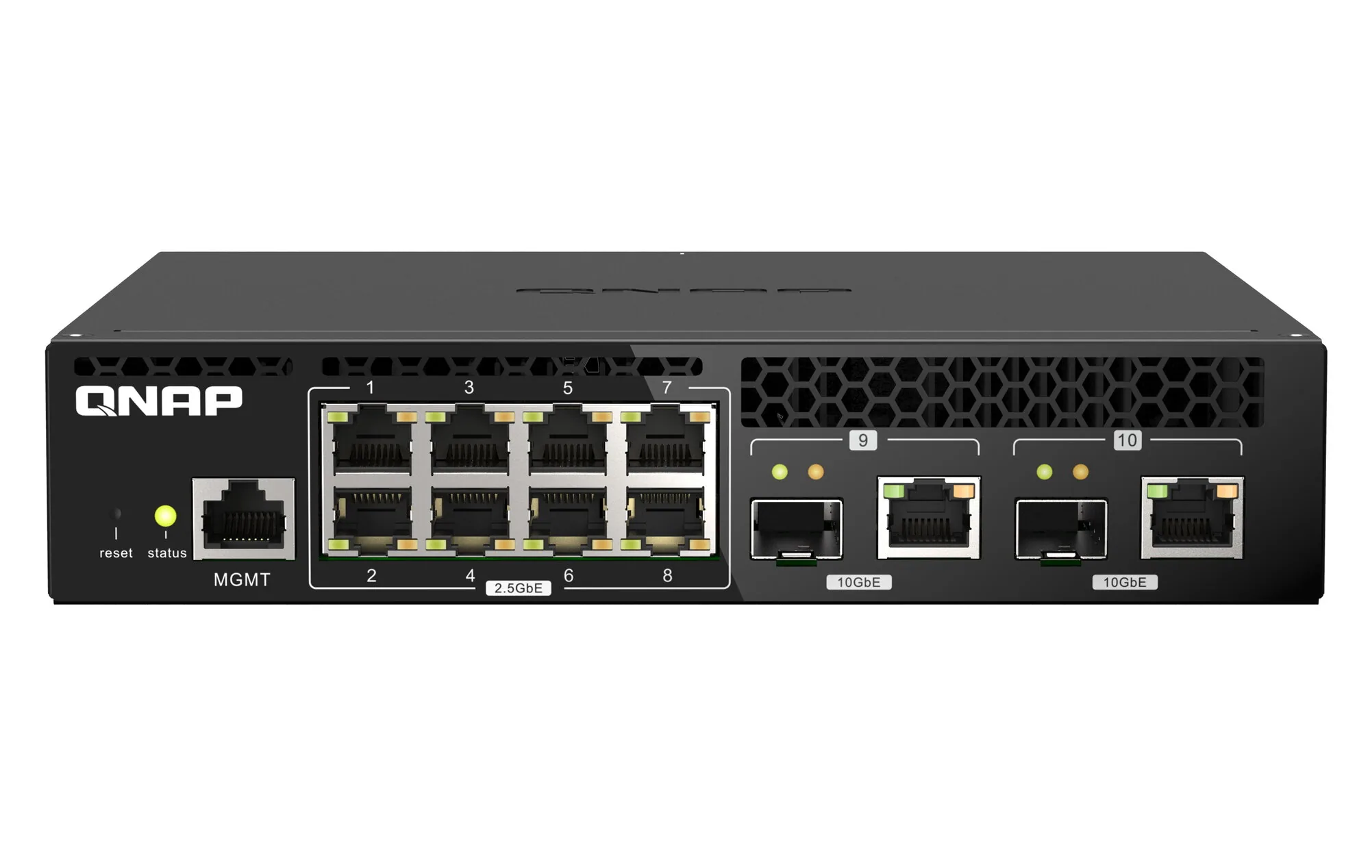 QNAP QSW-M2108R-2C Netzwerk-Switch Managed L2 2.5G Ethernet (100/1000/2500) Power over Ethernet (PoE) Schwarz – Bild 1