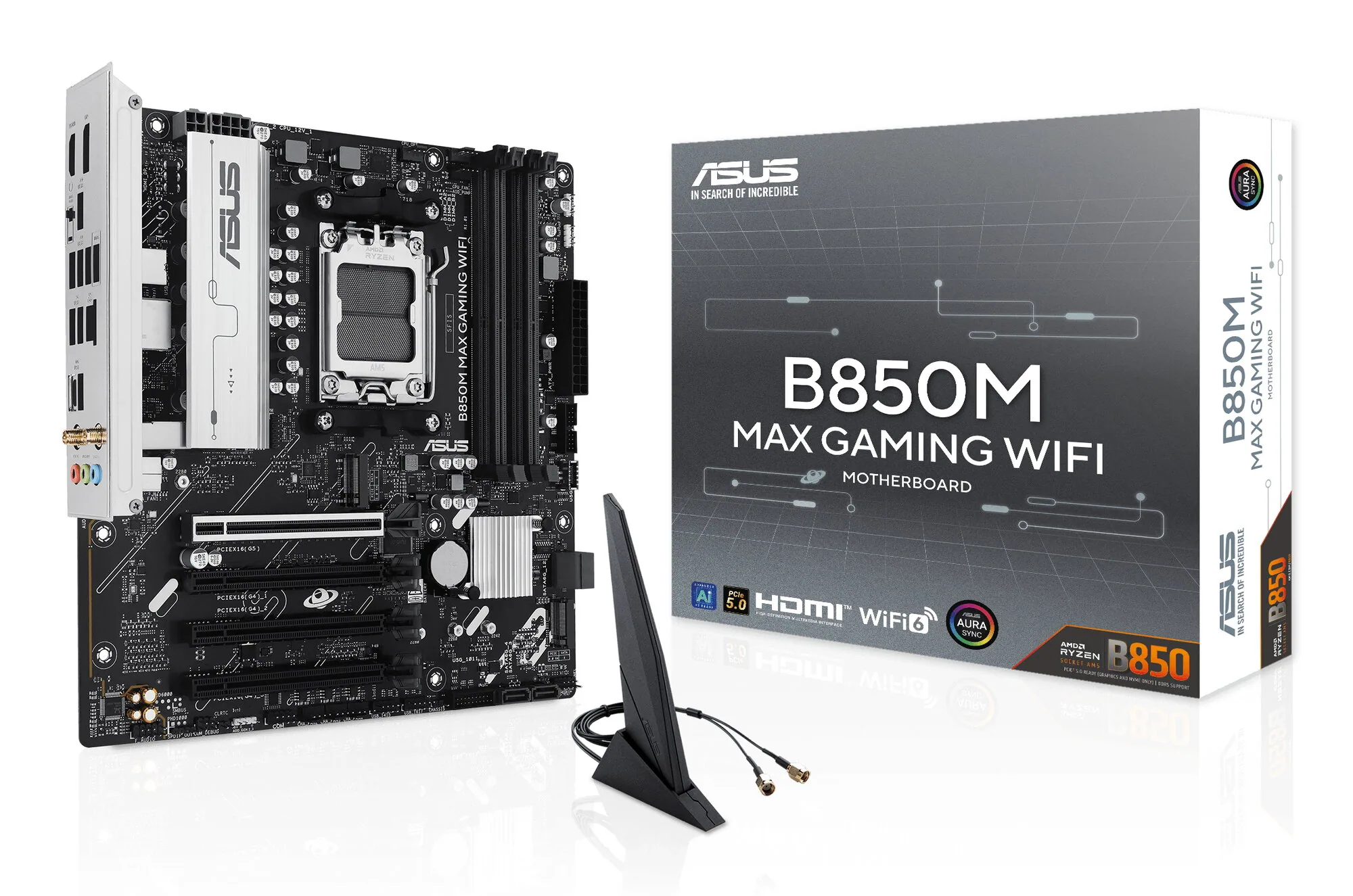 ASUS B850M MAX GAMING WIFI AMD B850 Sockel AM5 micro ATX – Bild 1