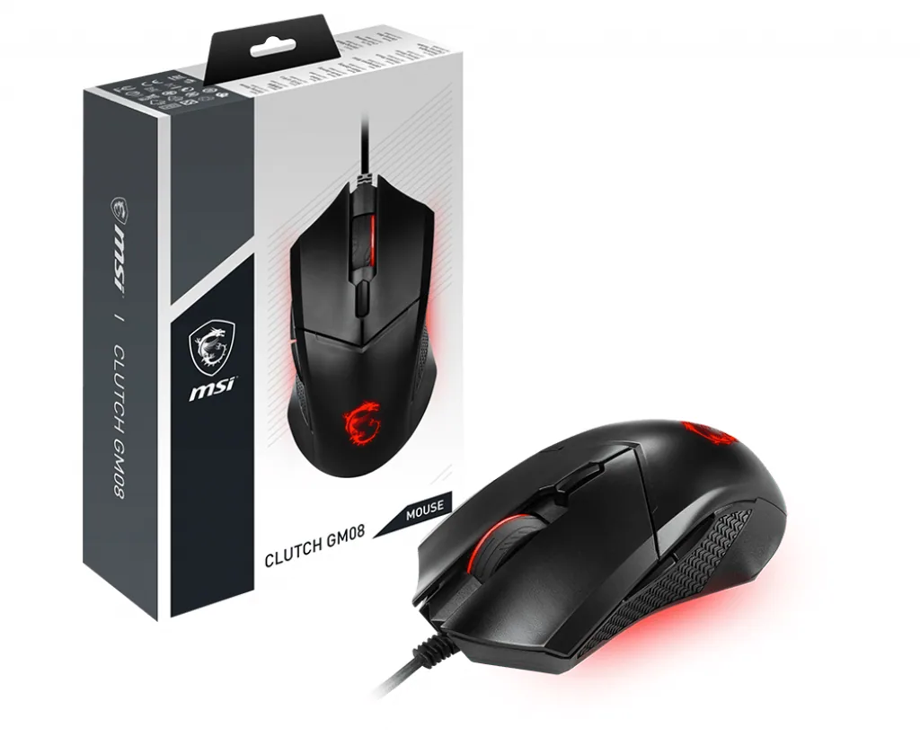 MSI Clutch GM08 Maus Gaming Beidhändig USB Typ-A Optisch 4200 DPI – Bild 1