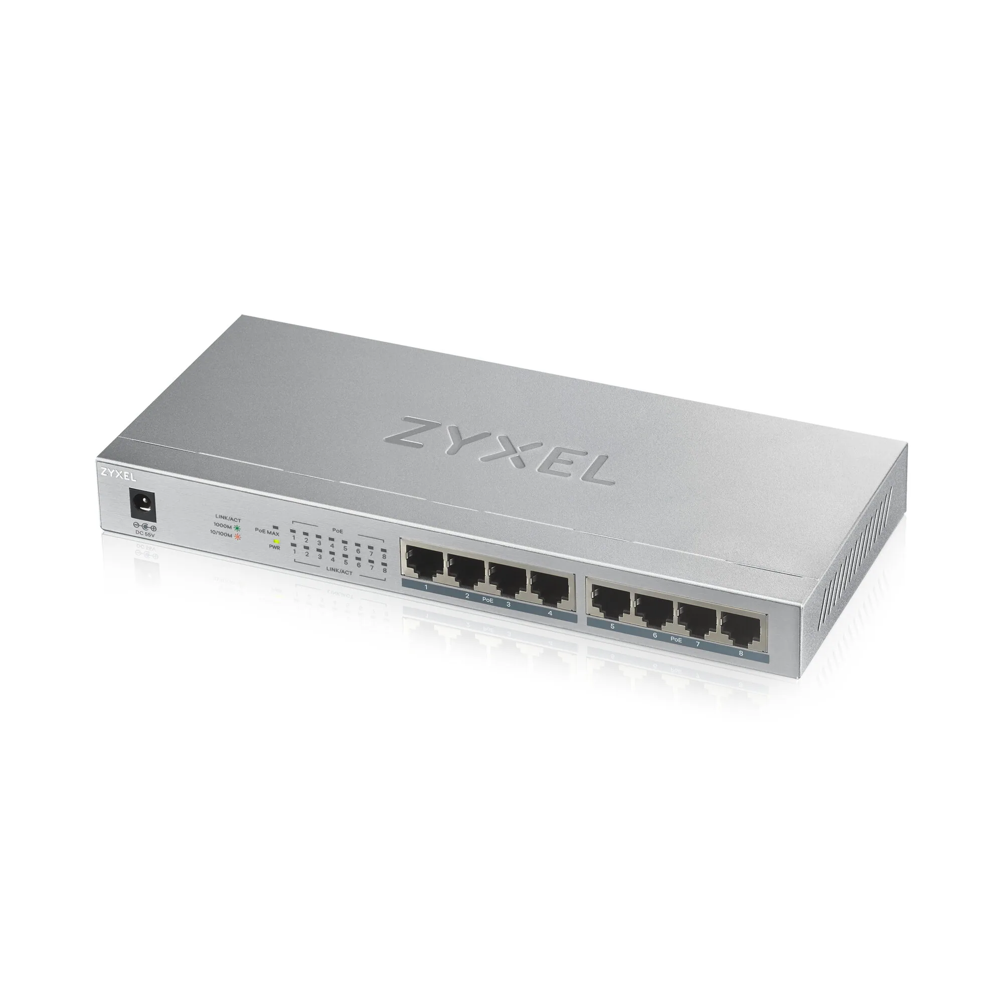 Zyxel GS1008HP Unmanaged Gigabit Ethernet (10/100/1000) Power over Ethernet (PoE) Grau – Bild 1